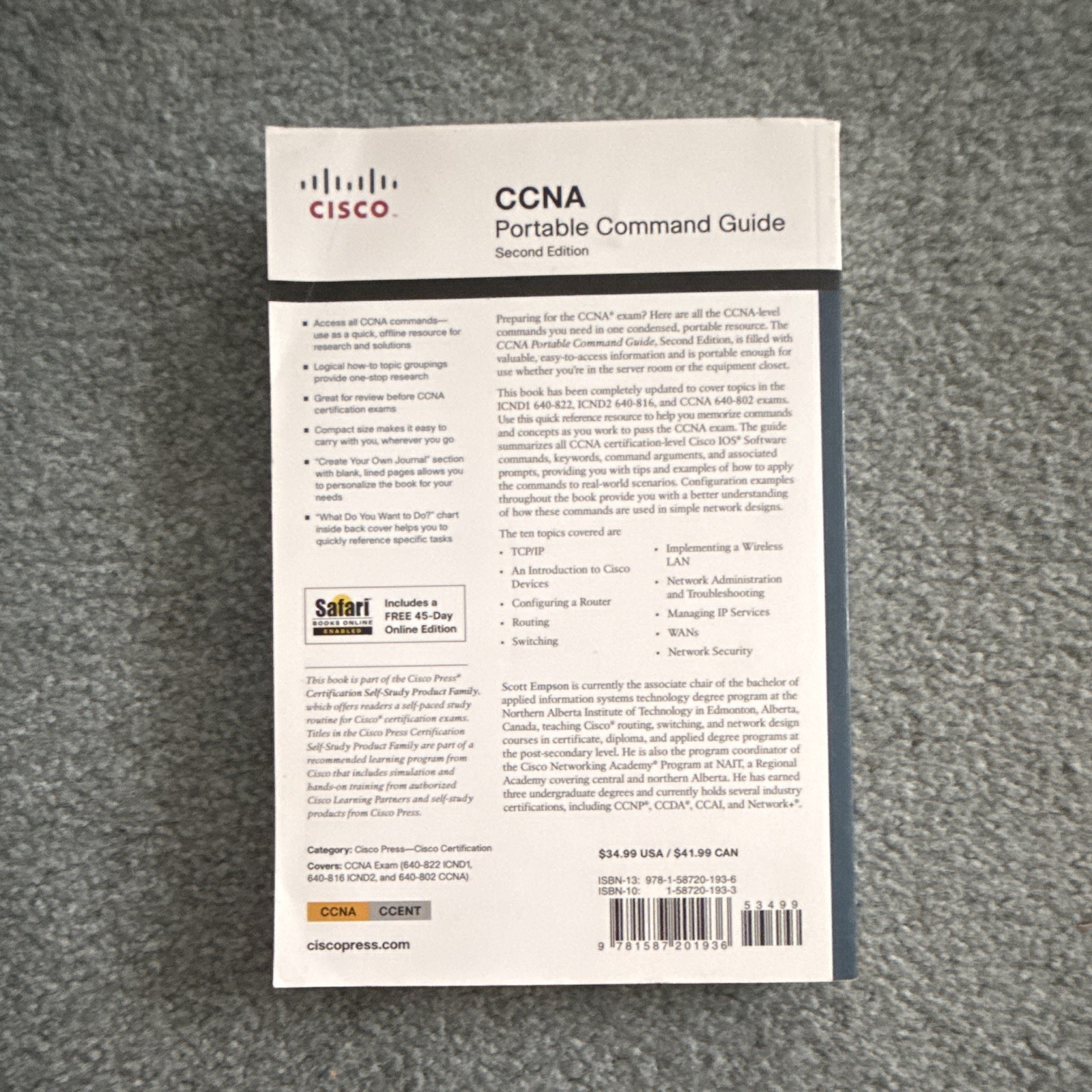 Cisco Press CCNA Portable Command Guide 2nd Ed Scott Empson PB 2007 640-802