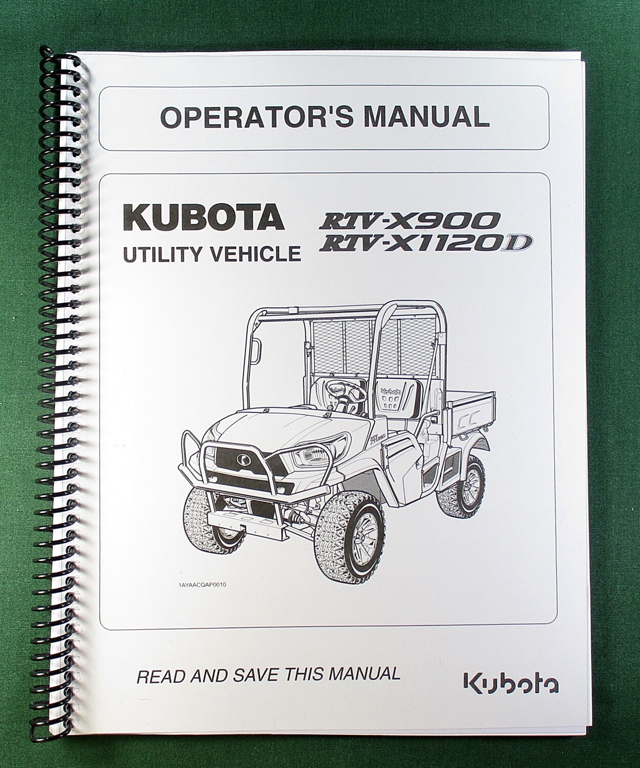 Kubota RTV-X1120D Operator’s Manual: 124 Pages Coil Bound & Protective Covers!
