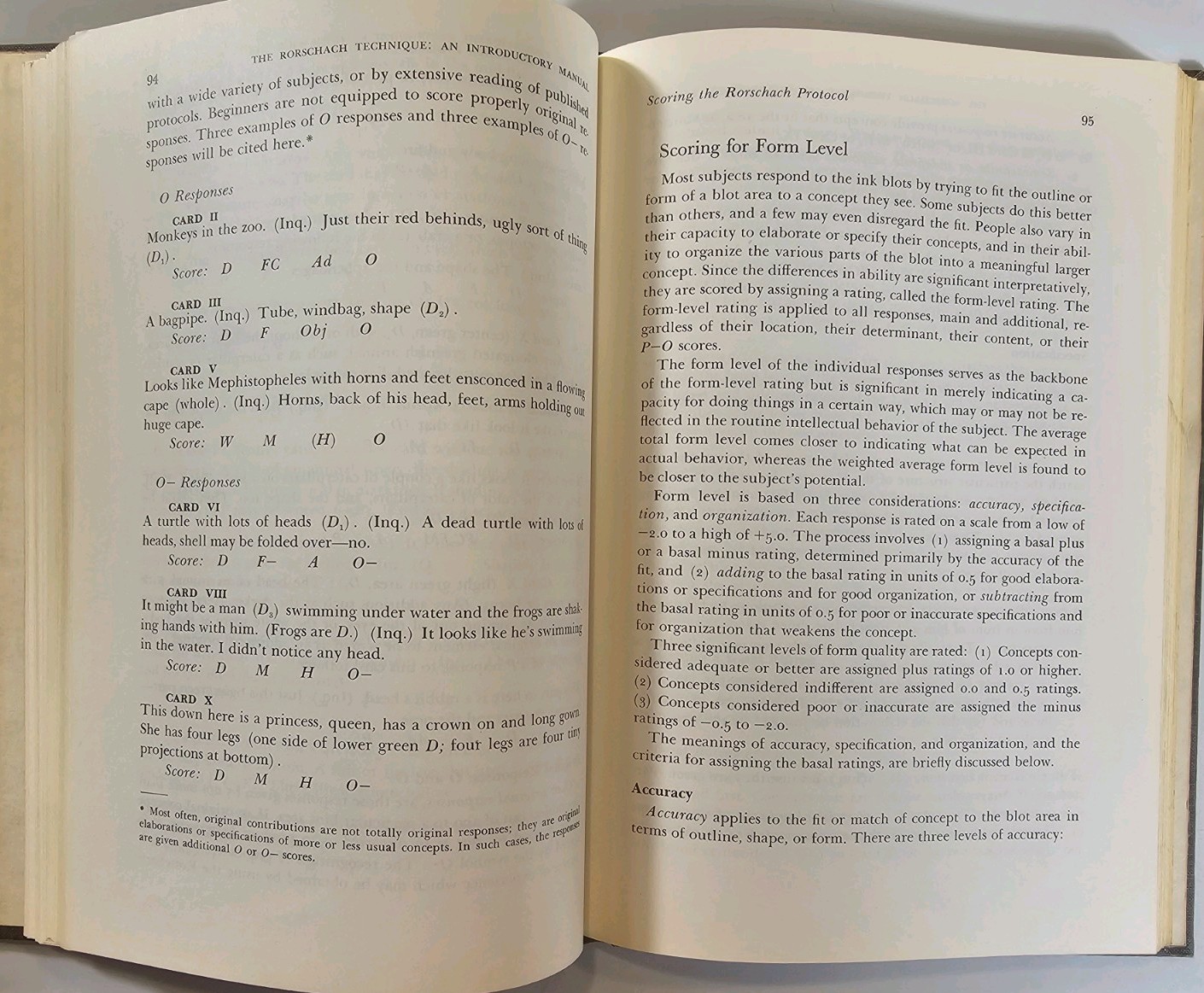 Rorschach Technique : An Introductory Manual (1962, Vintage Hardcover)