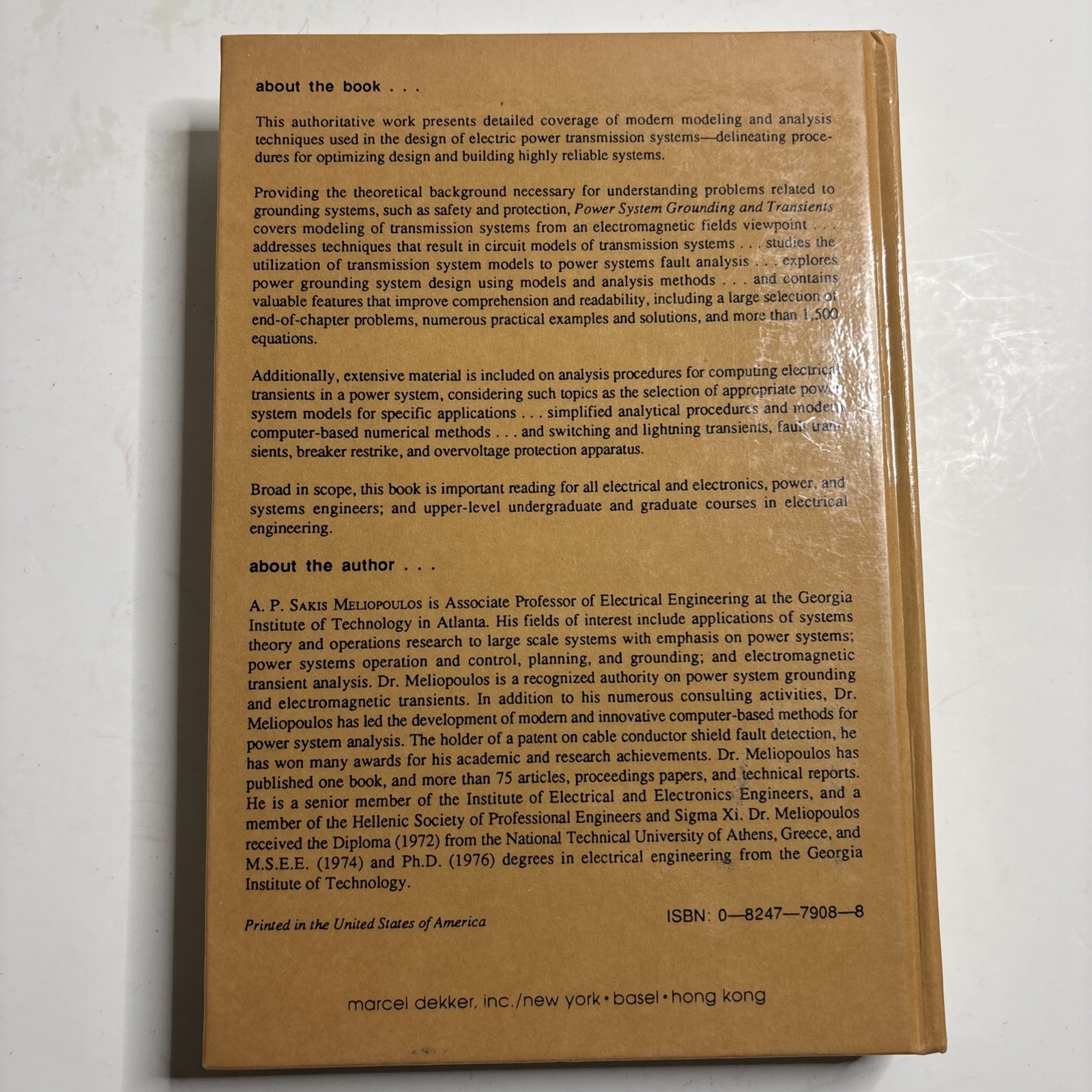 Power System Grounding and Transients : An Introduction, Hardcover by Meliopo…