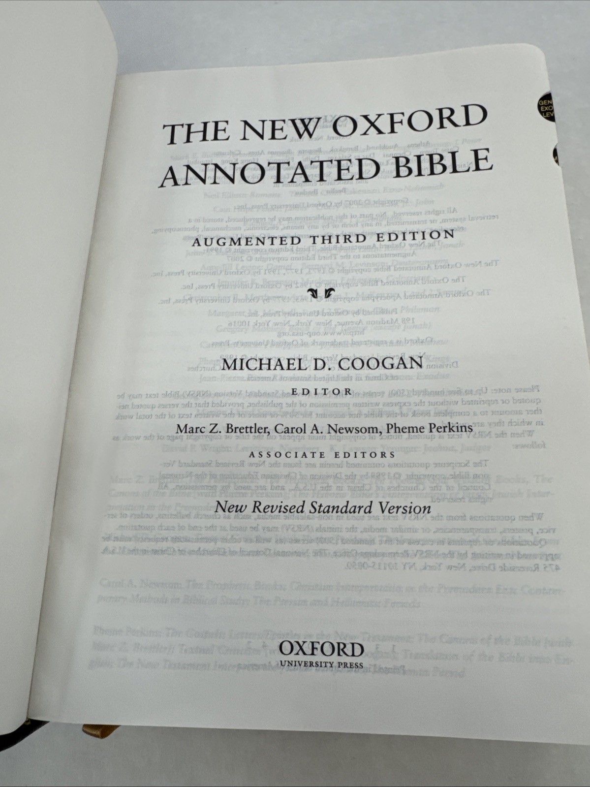 2007 NRSV The New Oxford Annotated Bible Augmented Third Edition 9714 Black