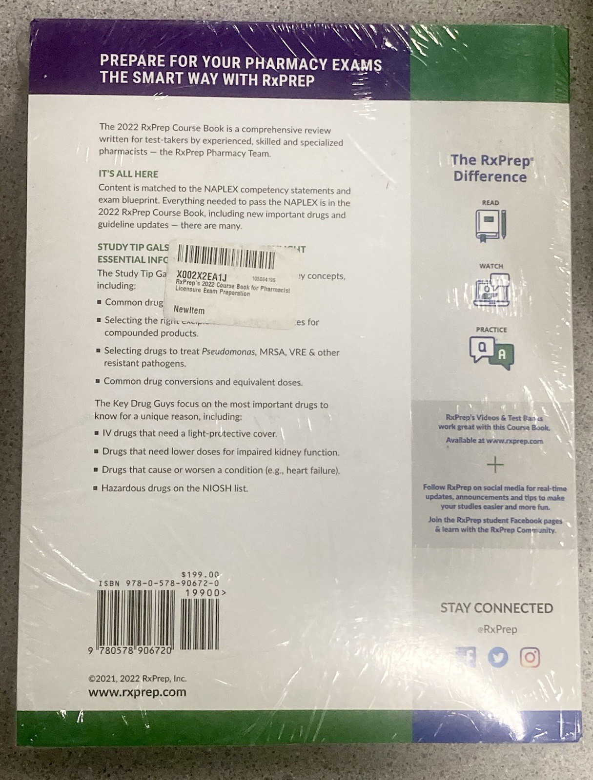 RxPrep 2022 NAPLEX Course Book for Pharmacist Licensure Exam Preparation New