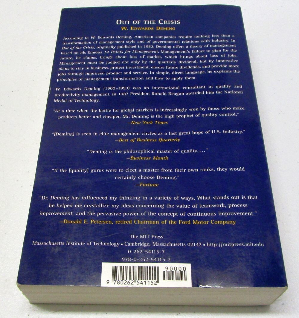 Out of the Crisis (MIT Press) – Paperback By Deming, W. Edwards