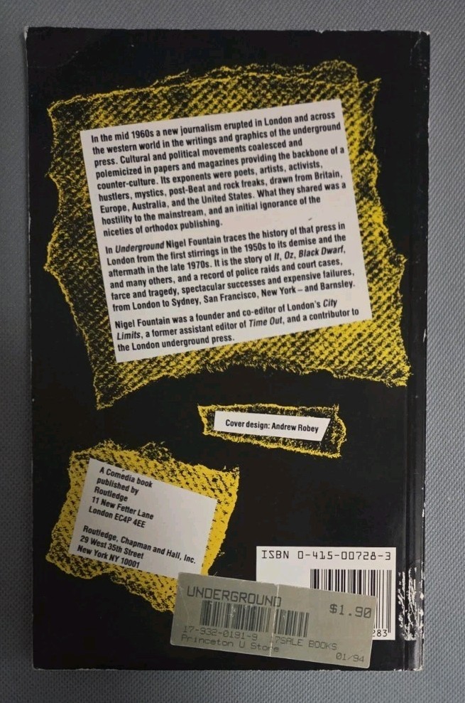 Nigel Fountain – Underground London Alternative Press 1966-74 Book – Princeton U