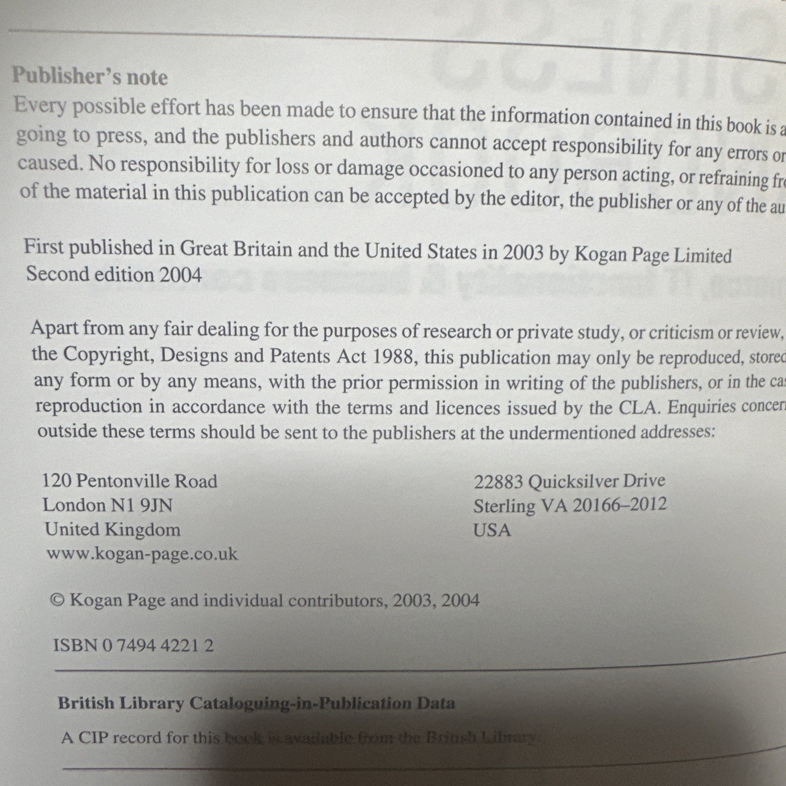 The Secure Online Business Handbook published by Kogan Page 2004 Hardcover
