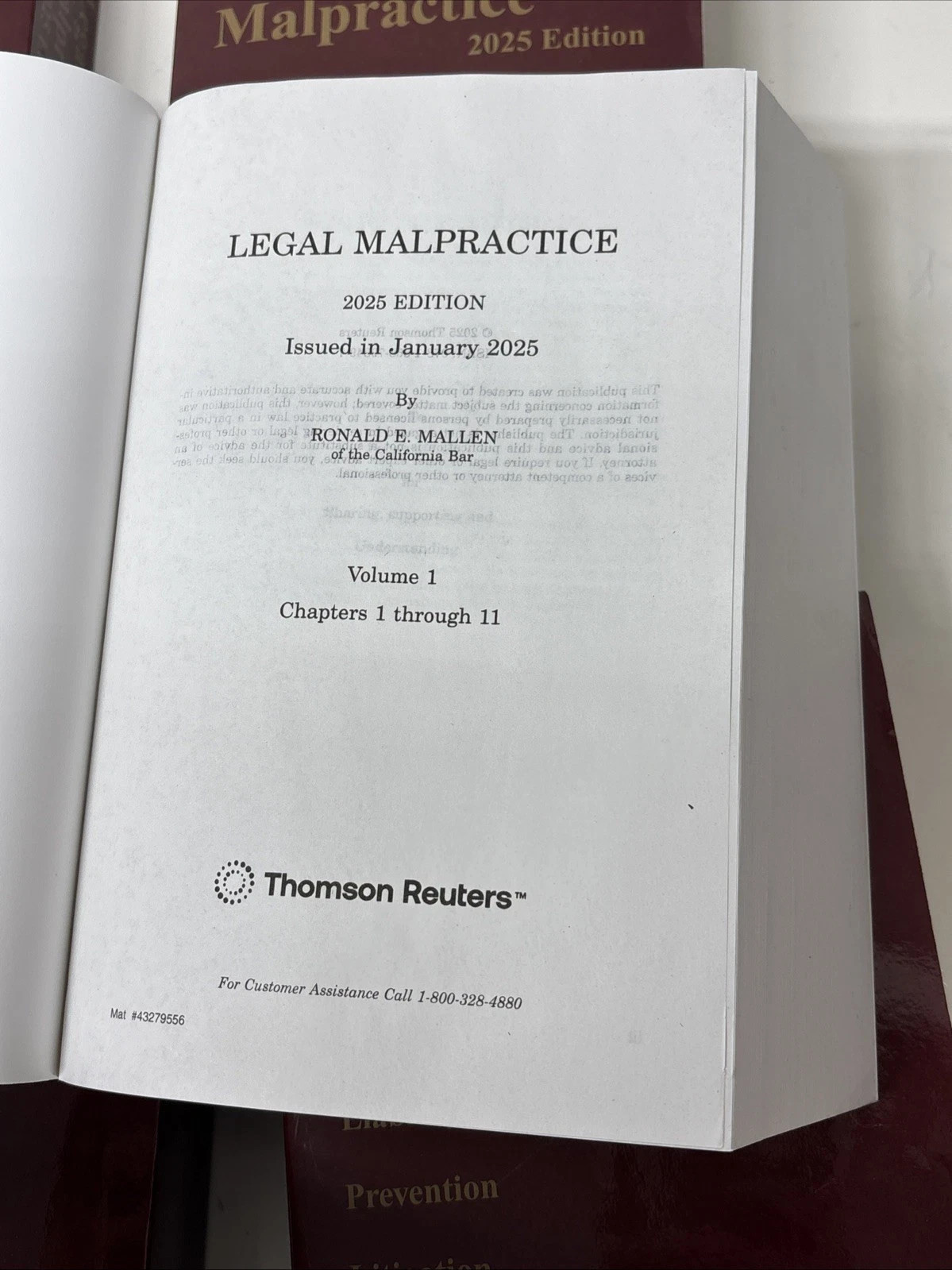 Legal Malpractice 2025 Mallen Thomson Reuters Complete Law Books Set Vol. 1-5 N