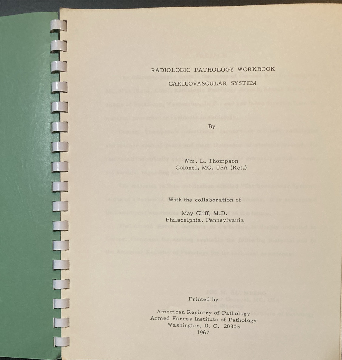 AFIP Cardiovascular System Radiologic Pathology Workbook 1966