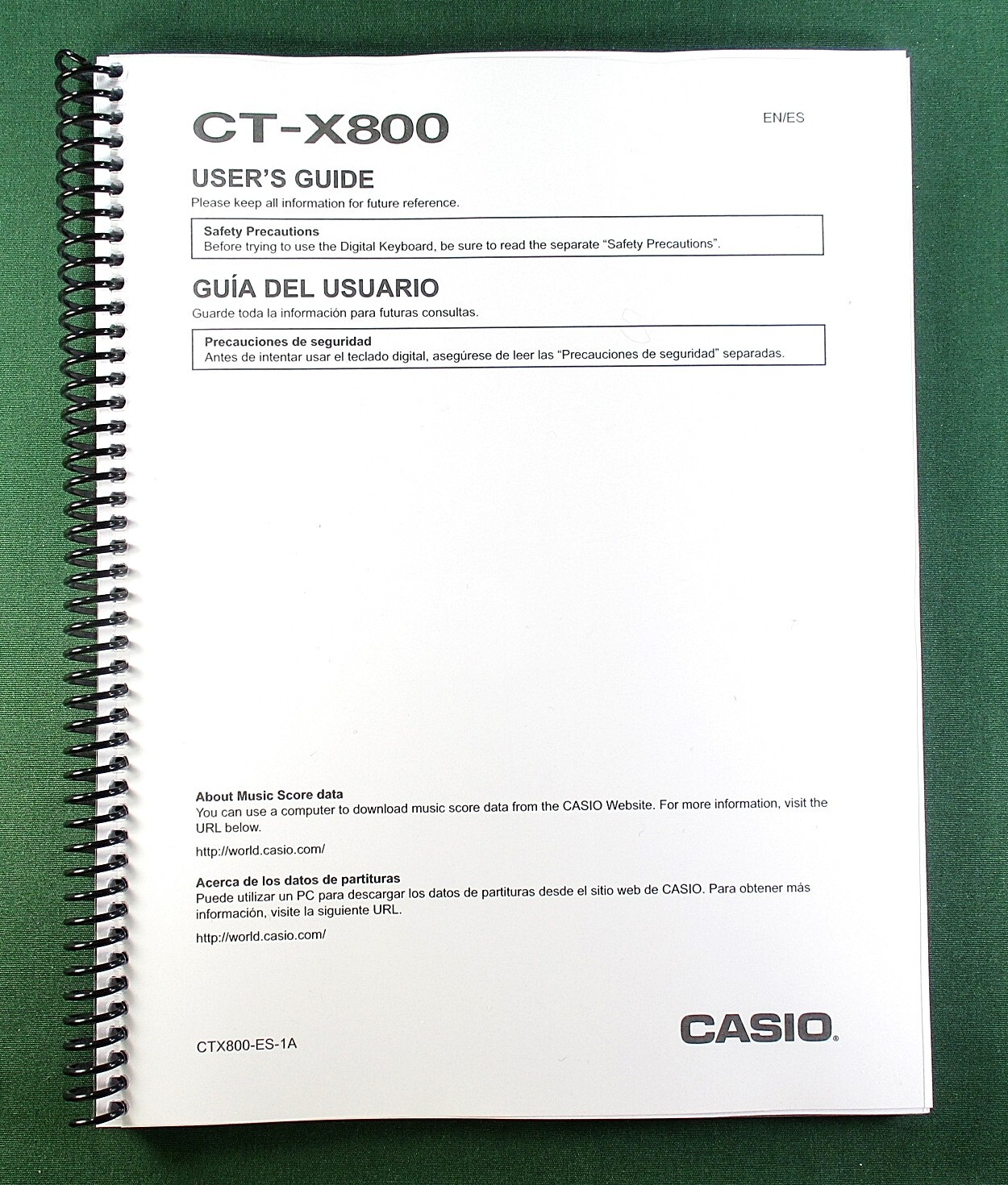 Casio CT-X800 Instruction Manual: 74 Pages Coil Bound & Protective Covers!