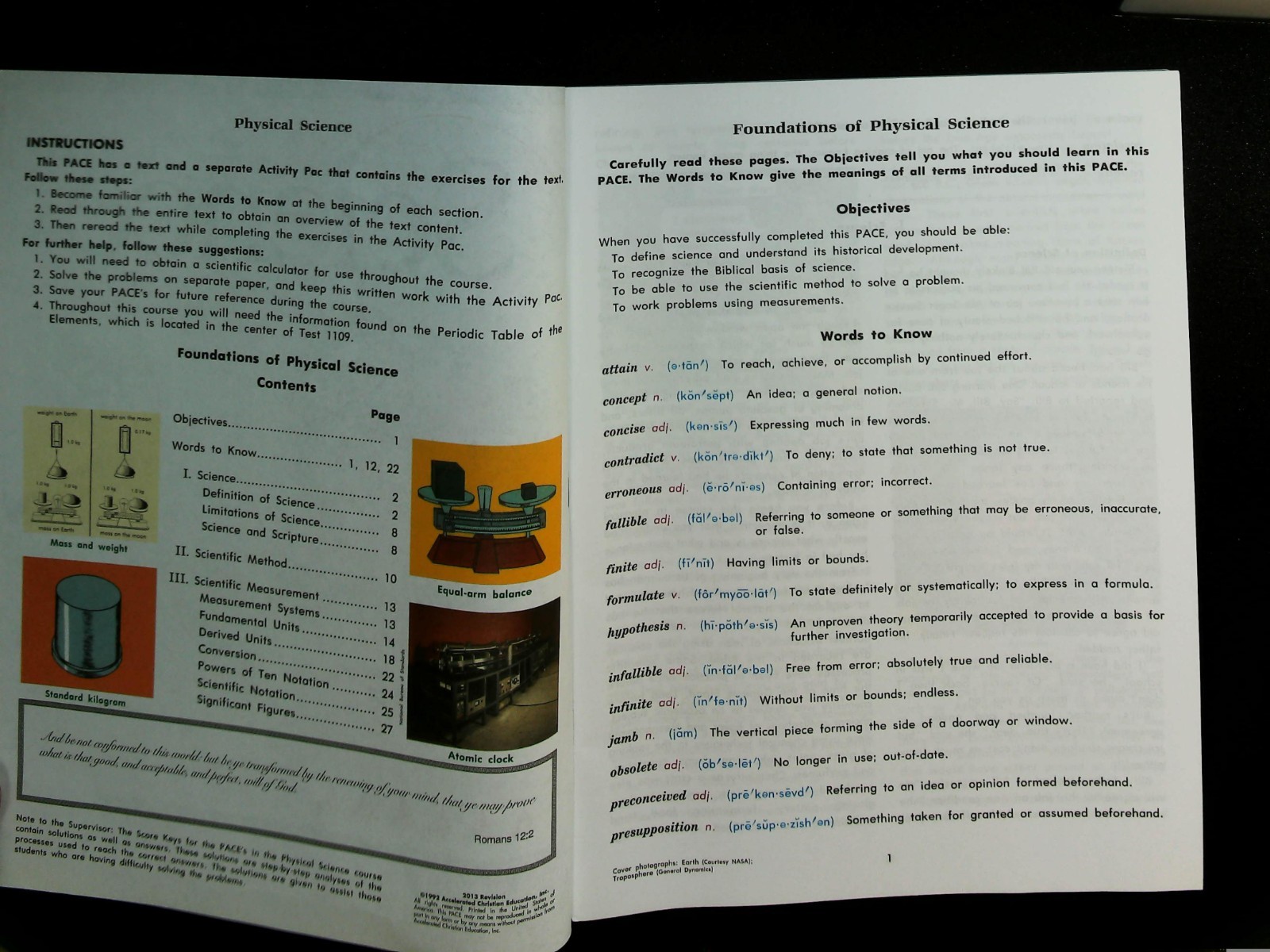 ACE PACE Physical Science Grade 10 PACEs 1109-1120 + All Score Keys NEW