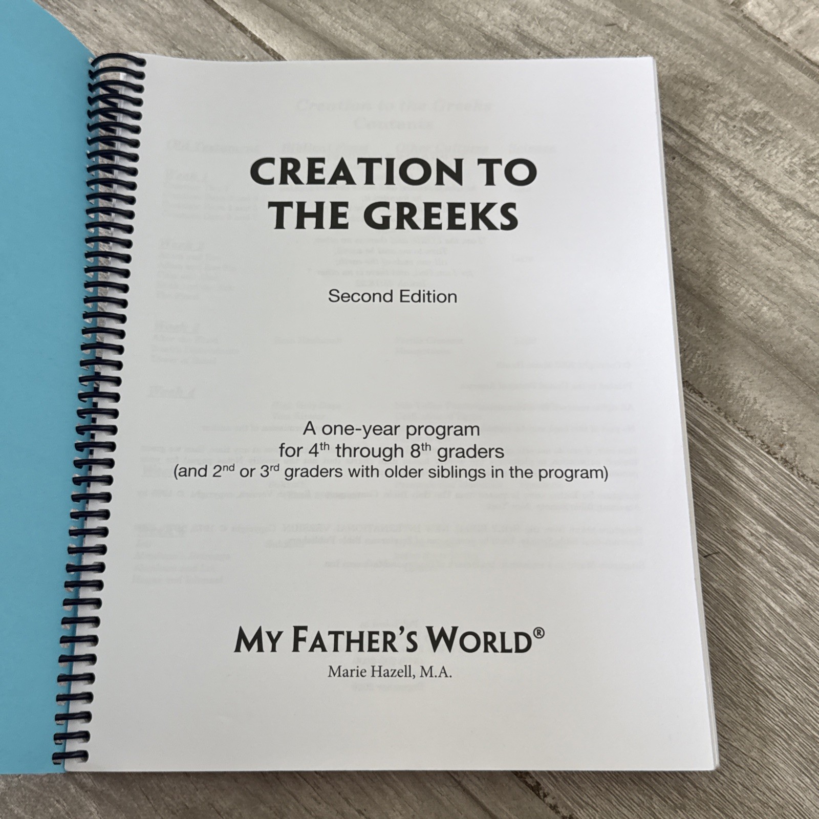 Creation To The Greeks Spiral Bound Teacher’s Manual 4th-8th Grade 2nd Edition