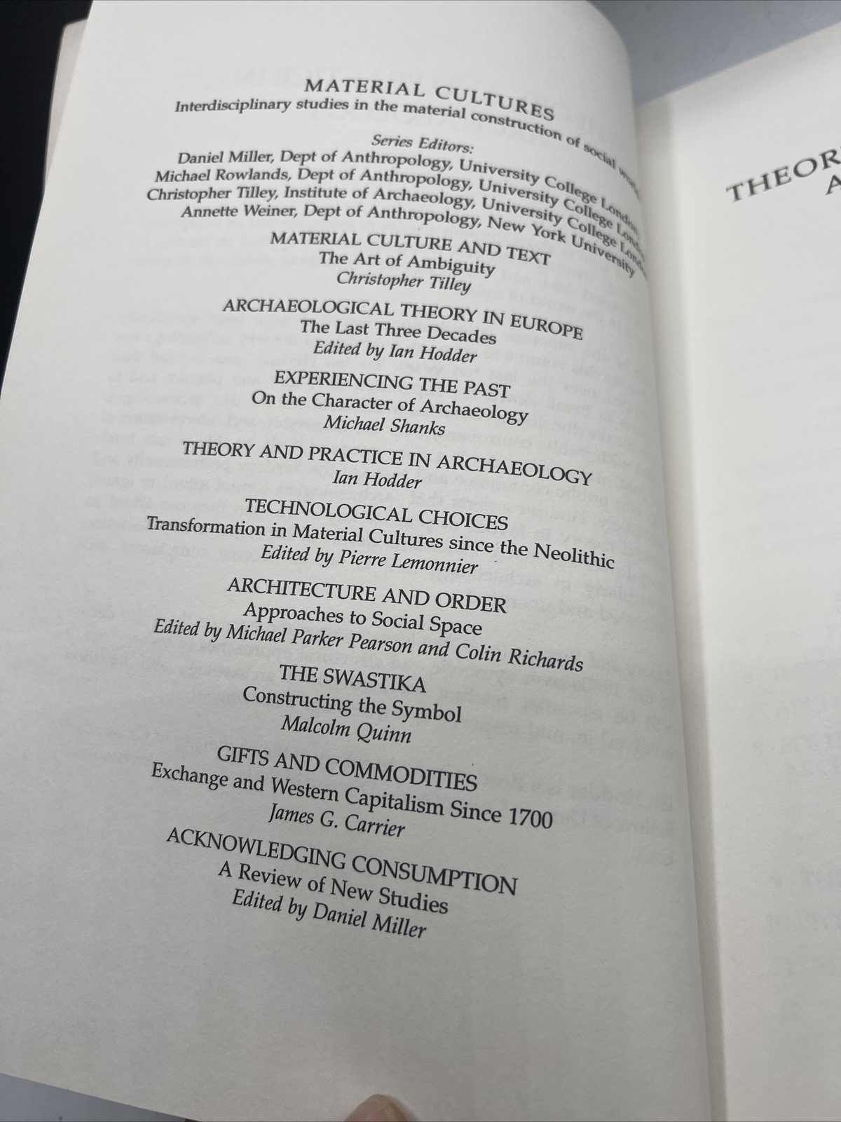 Theory and Practice in Archaeology (Material Cultures),Ian Hodder