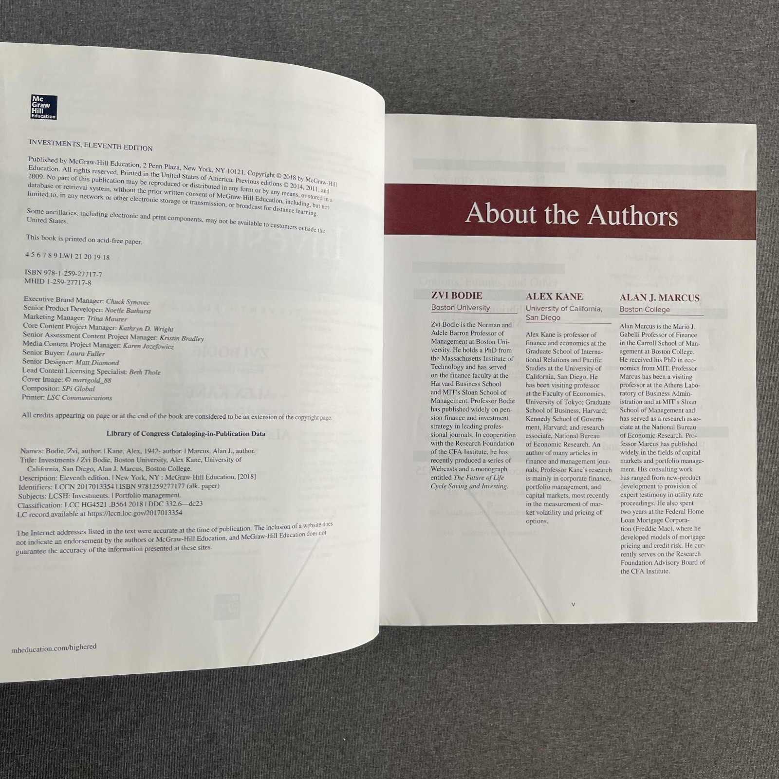 Investments 11th edition 11e—Hardcover Bodie, Kane
