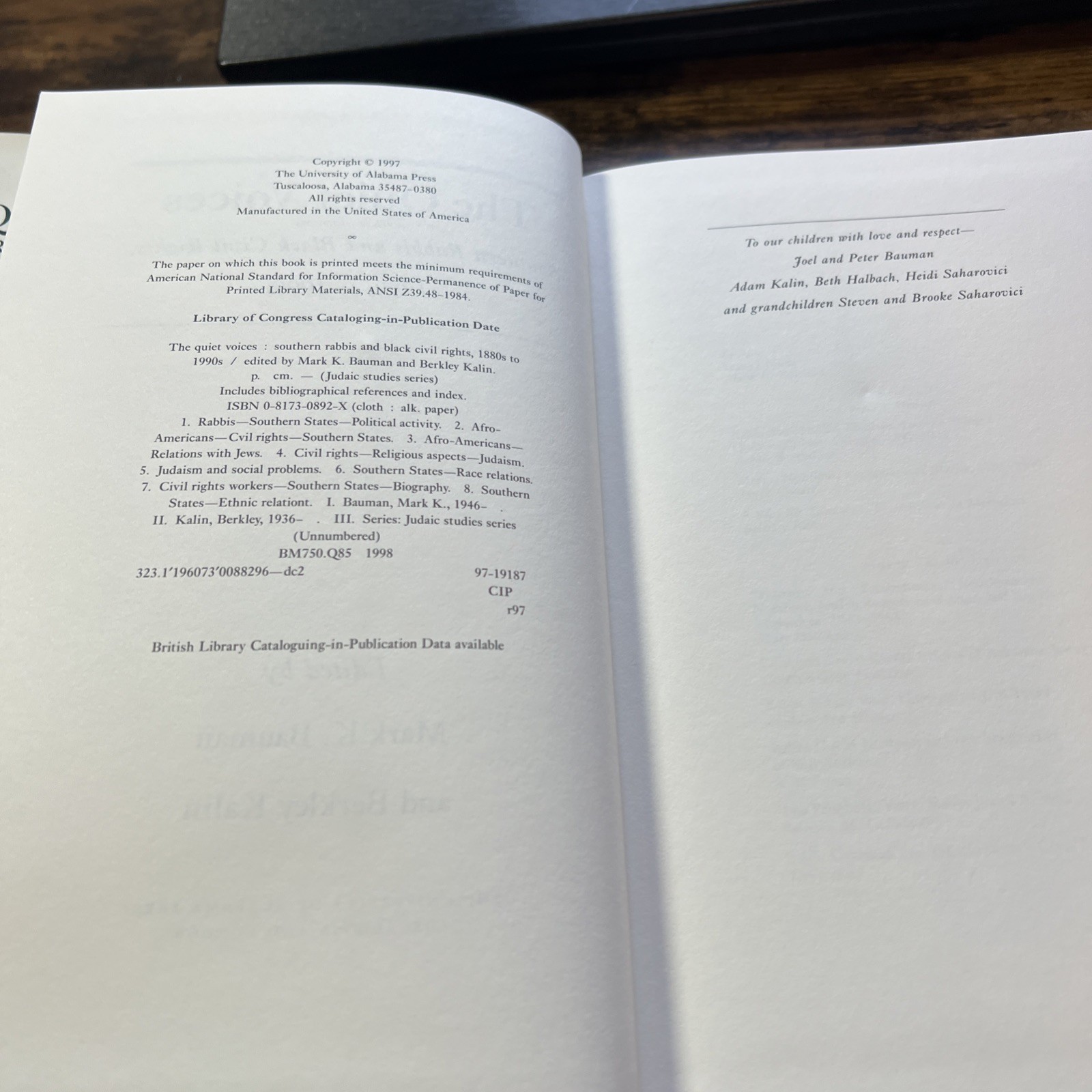 The Quiet Voices: Southern Rabbis & Black Civil Rights Mark Bauman 1997 – SIGNED