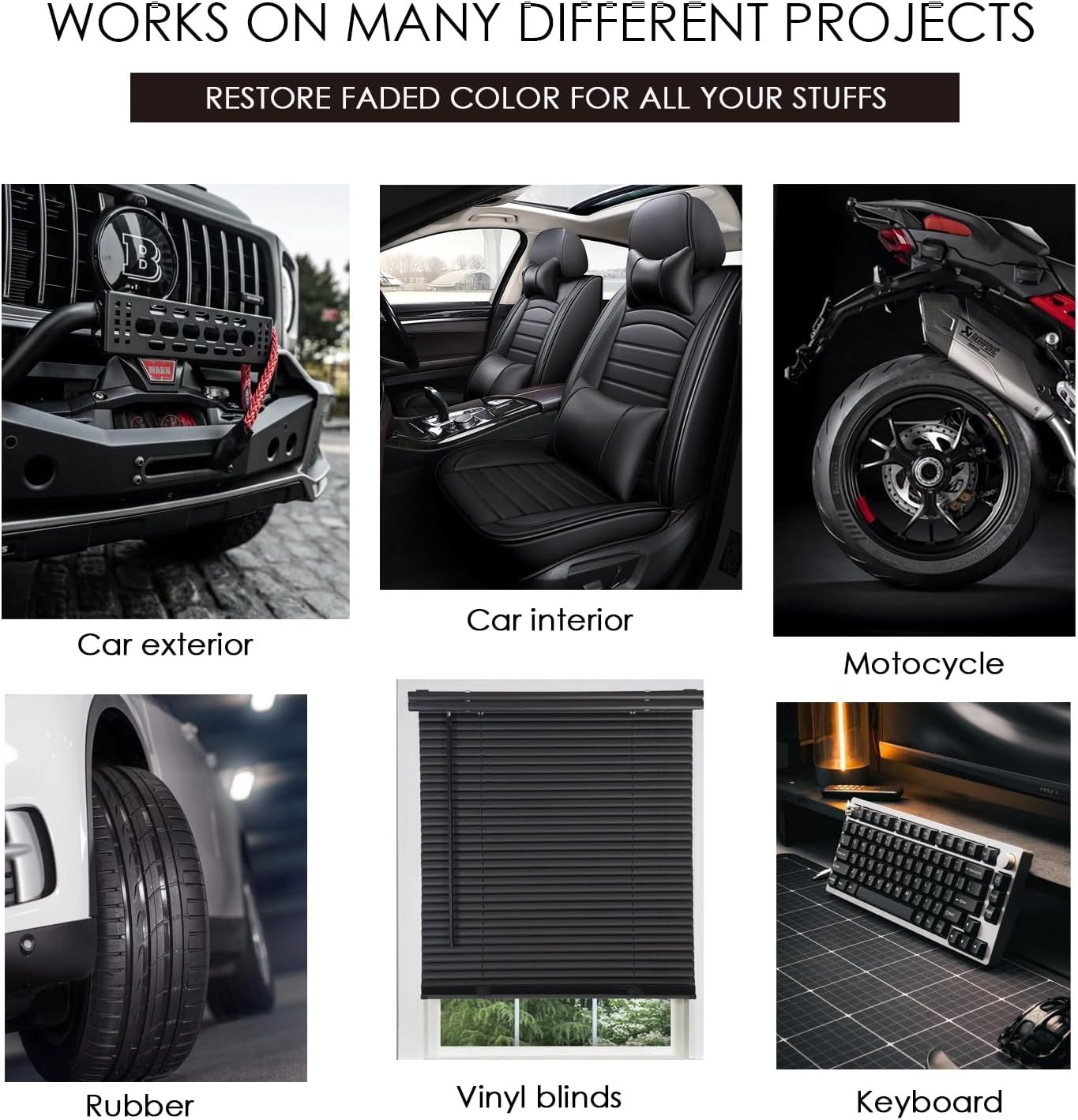Black Trim Restorer, Plastic Restorer for Cars – Restore Faded Bumpers, Plastic,