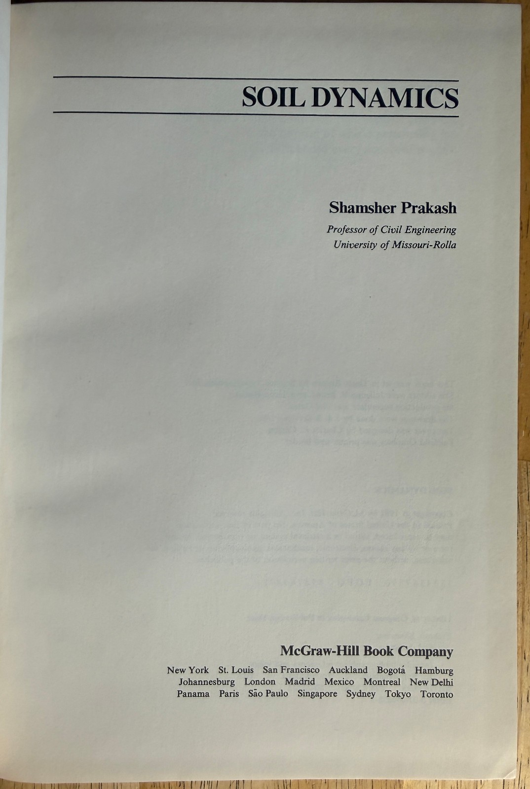 Soil Dynamics 1st. Ed., 1981 HC by Shamsher Prakash
