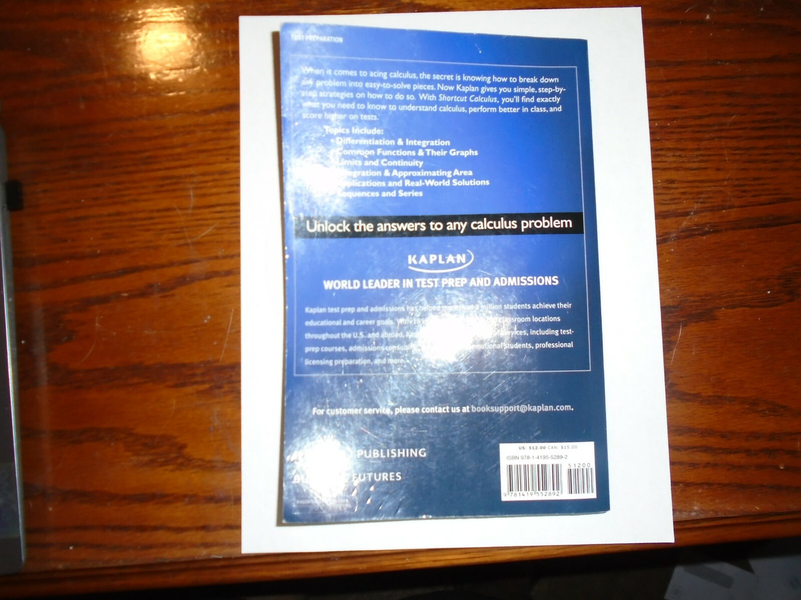 KAPLAN CALCULUS SHORTCUT BOOK,264 PAGES,INCREASE YOUR KNOWLEDGE AND TEST SCORES