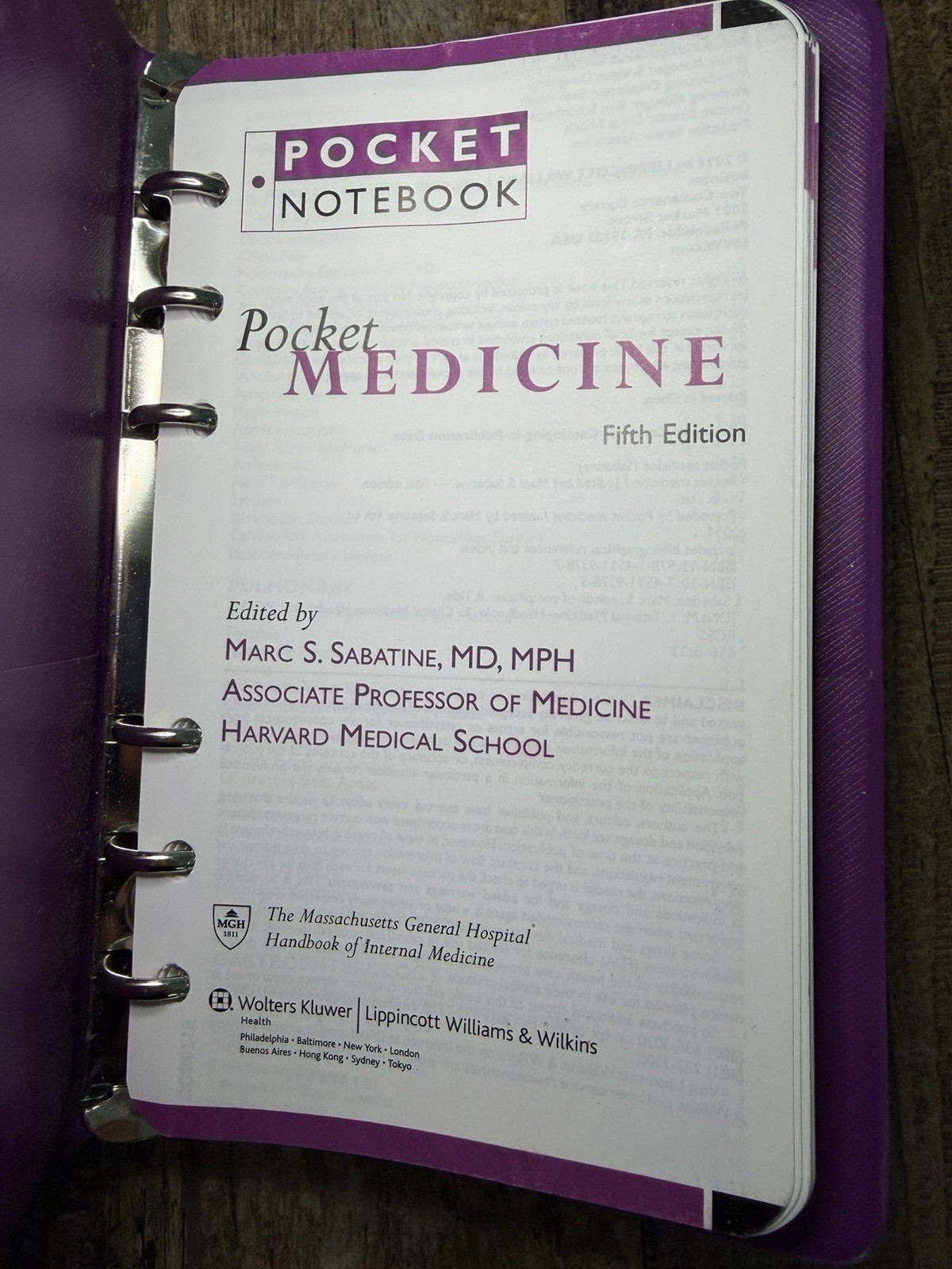Pocket Medicine 5th Edition Marc S Sabatine MGH Handbook 2014 7.5” x 4.5”