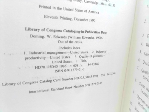 Out of the Crisis (Signed) by W. Edwards Deming