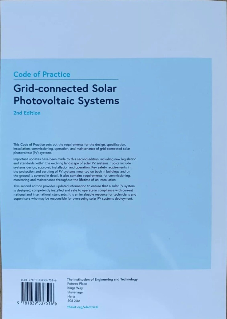 Grid-Connected Solar Photovoltaic Systems Code of Practice 9781839537516
