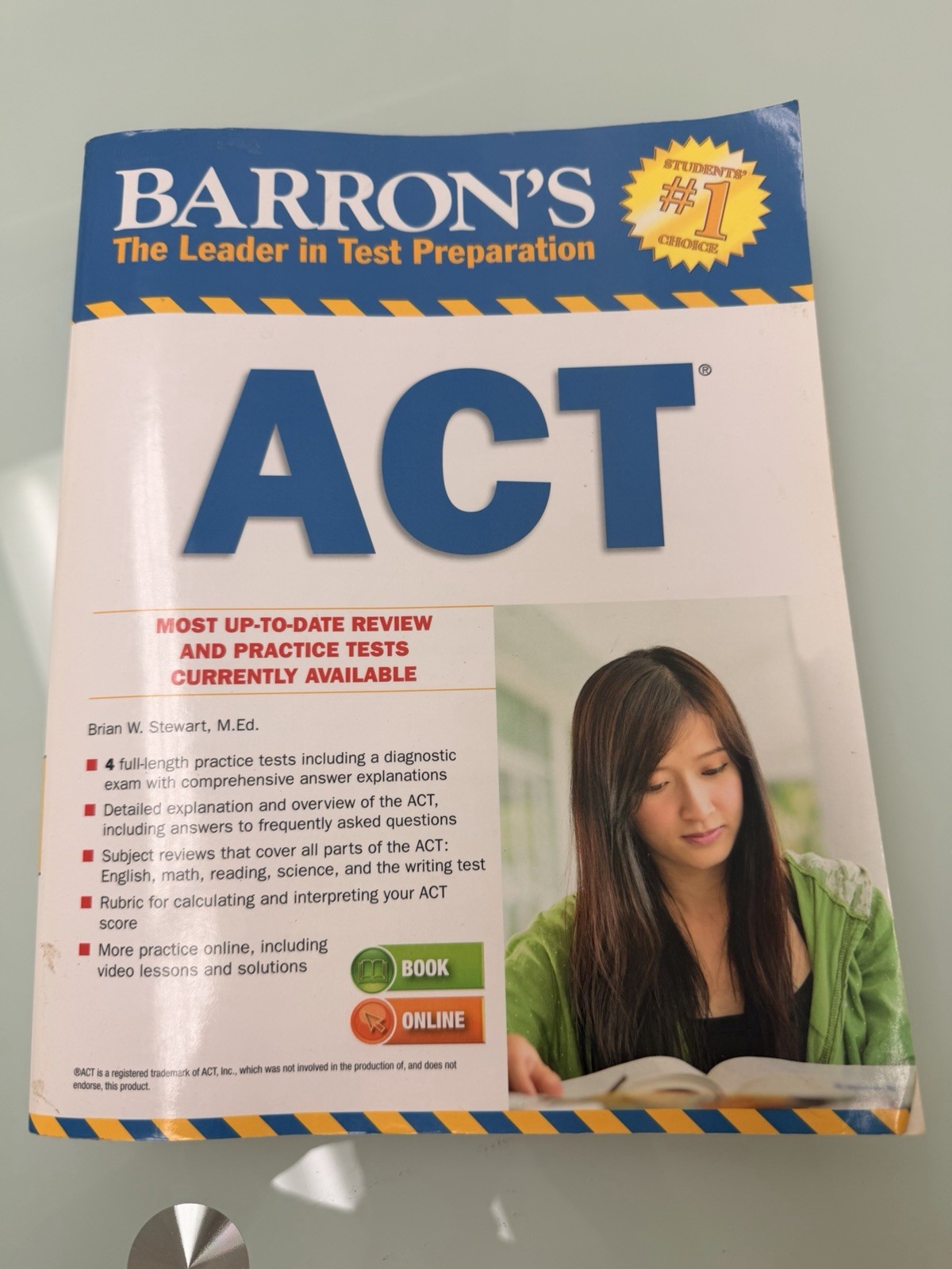 Barron’s ACT 2014 Test Prep Book by Brian W. Stewart – Excellent Used Condition