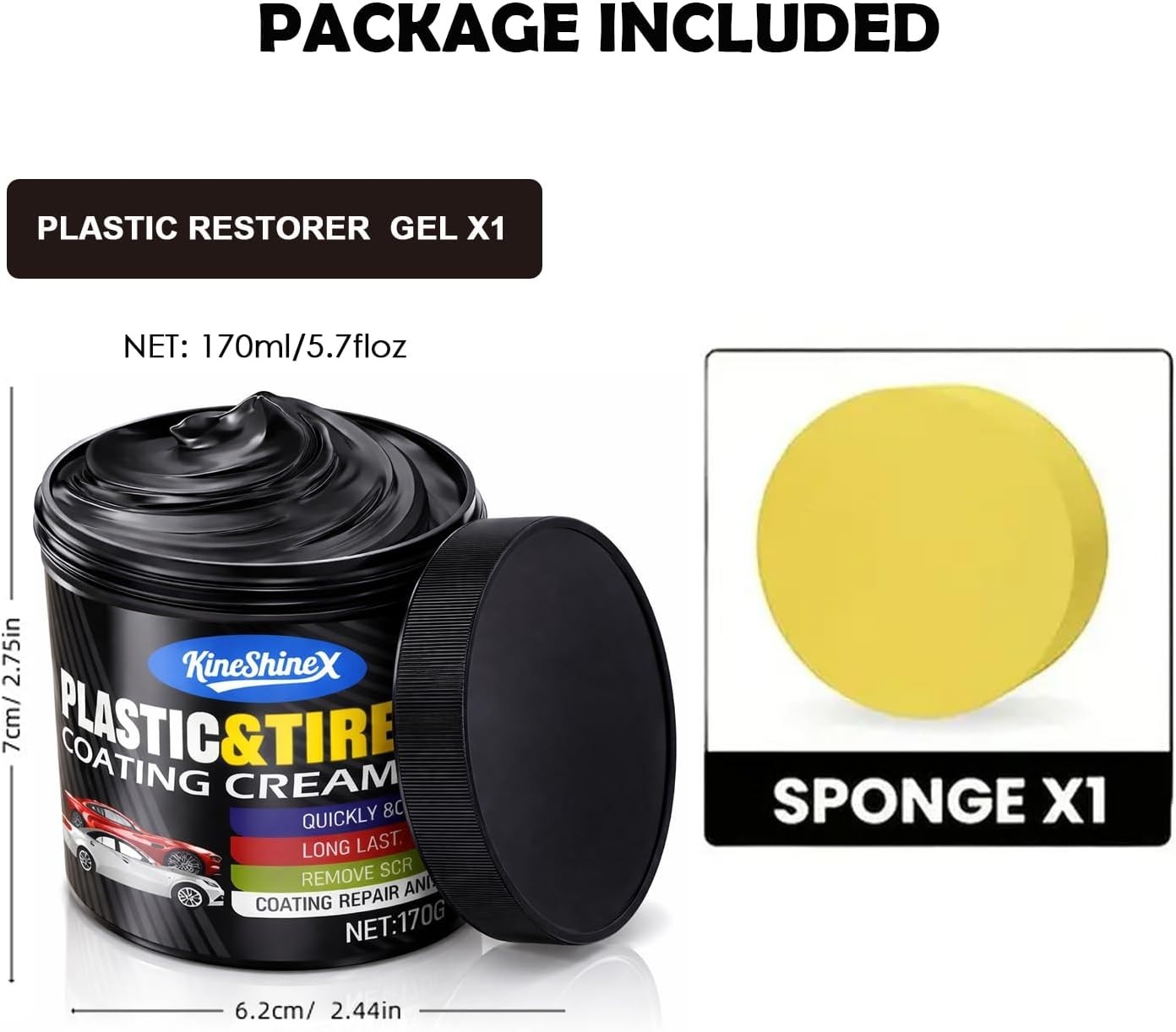 Black Trim Restorer, Plastic Restorer for Cars – Restore Faded Bumpers, Plastic,