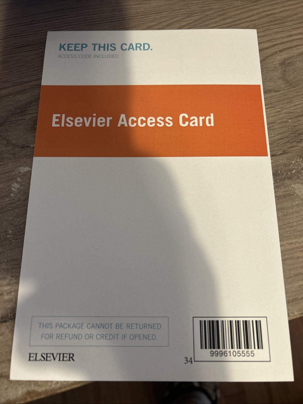Evolve Elsevier Access Code Card 9996105555