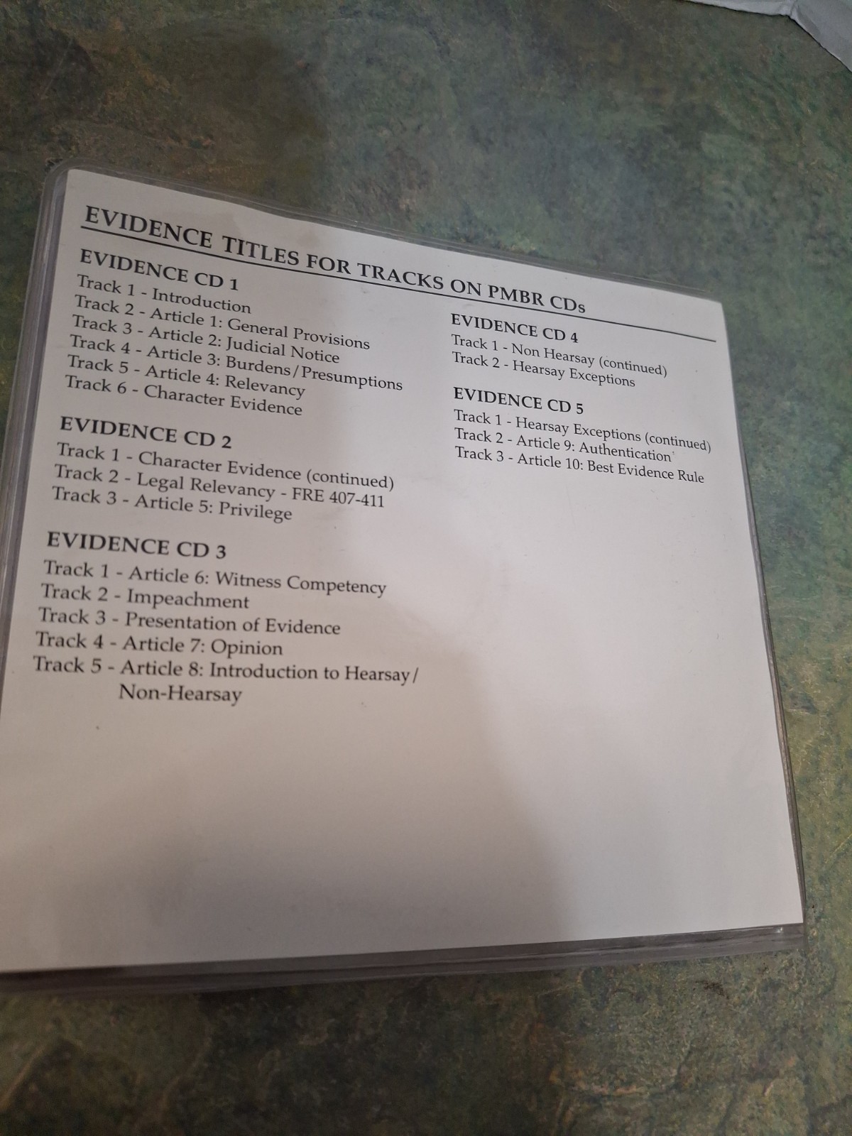 KAPLAN Pmbr Multistate Specialist EVIDENCE 5 CD Complete Set