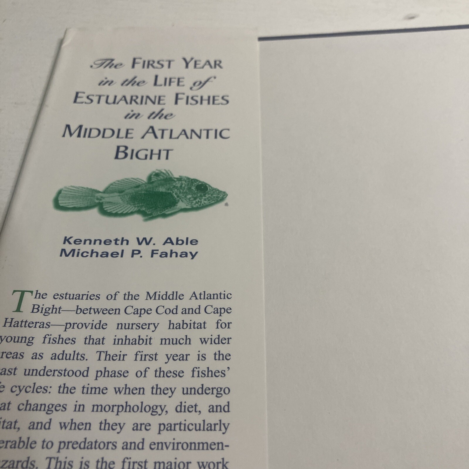 First Year in the Life of Estuarine Fishes in the Middle Atlantic Bight by Ke…