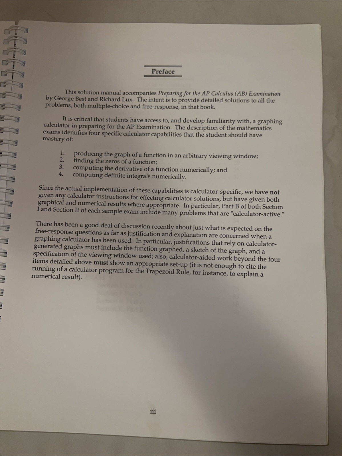 Y2K Preparing For The AP Calculus (AB) Examination Textbook – Vintage – LIKE NEW