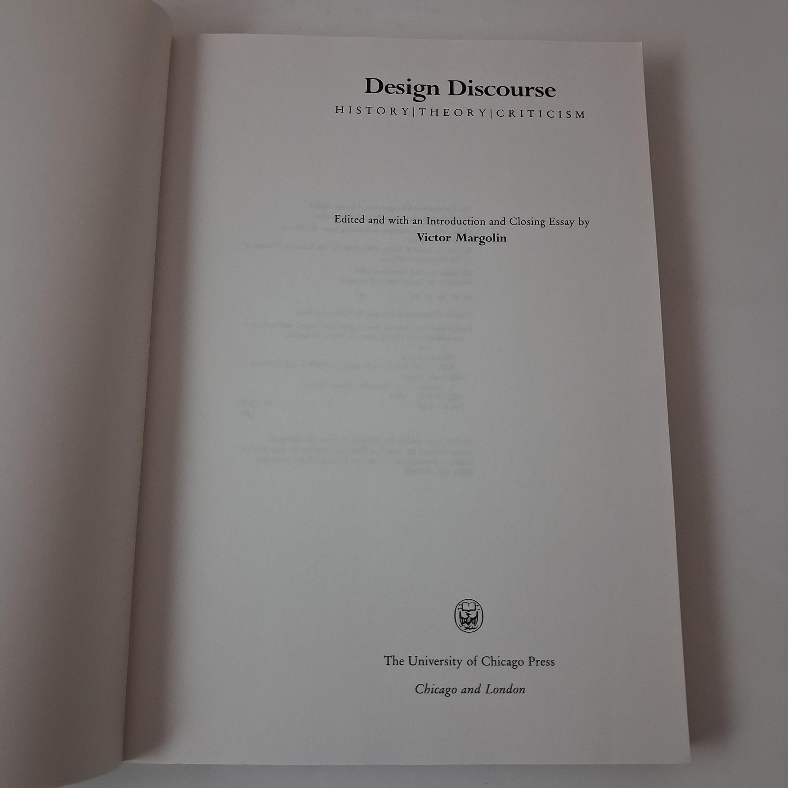 Vintage Design Discourse Victor Margolin Univ Of Chicago Press Peach PB 1989