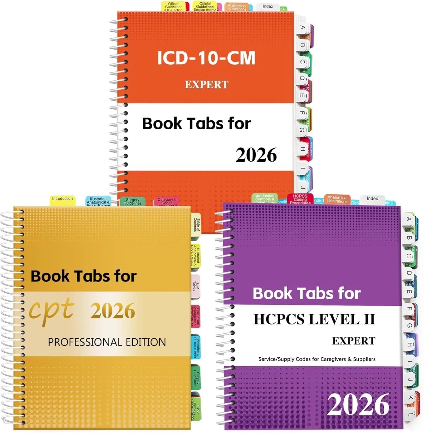 Color-Coded Index Tabs 2026 for Medical Coding Books`