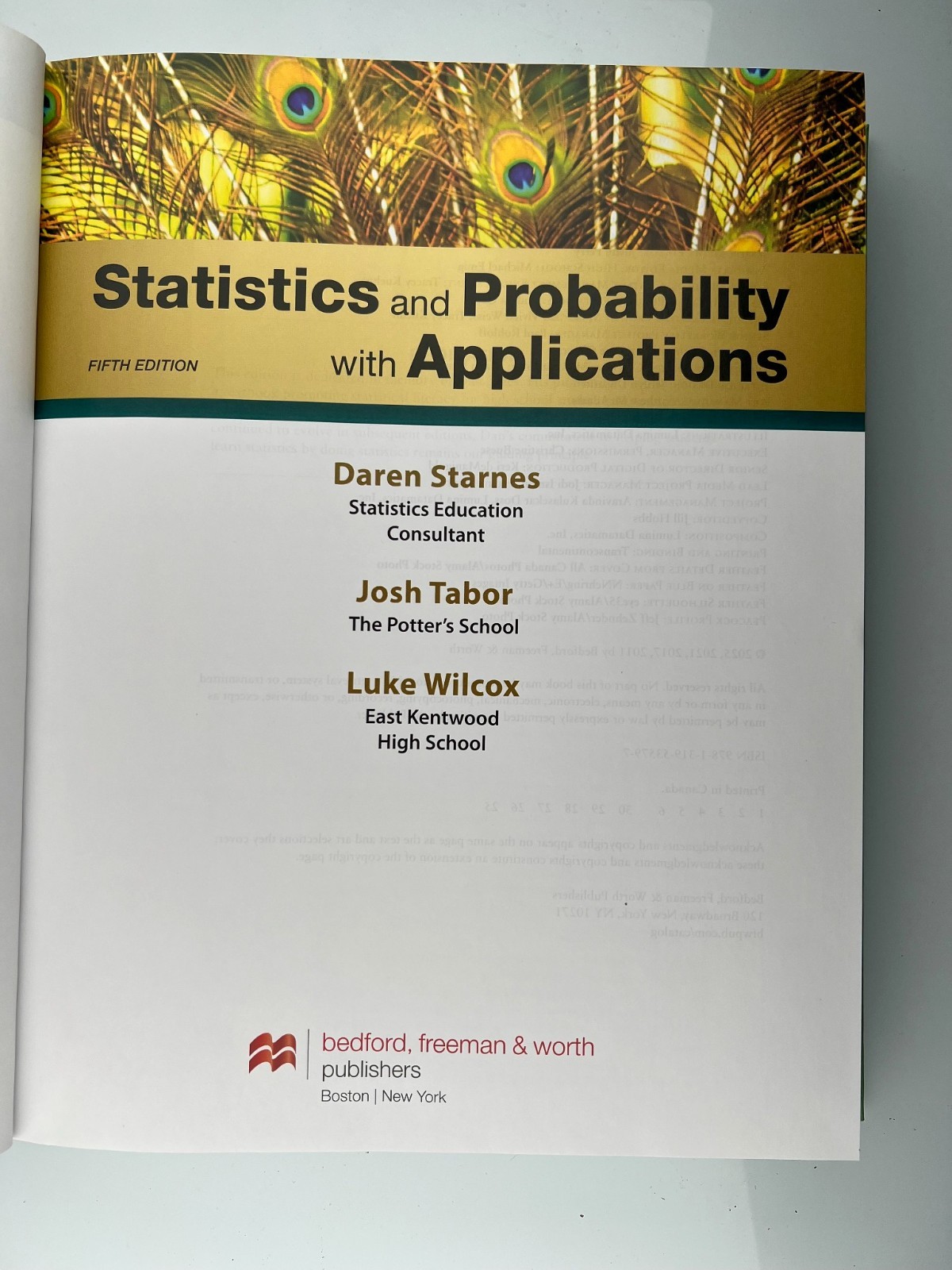 Bedford Statistics and Probability with Applications 5th Edition Hardcover New