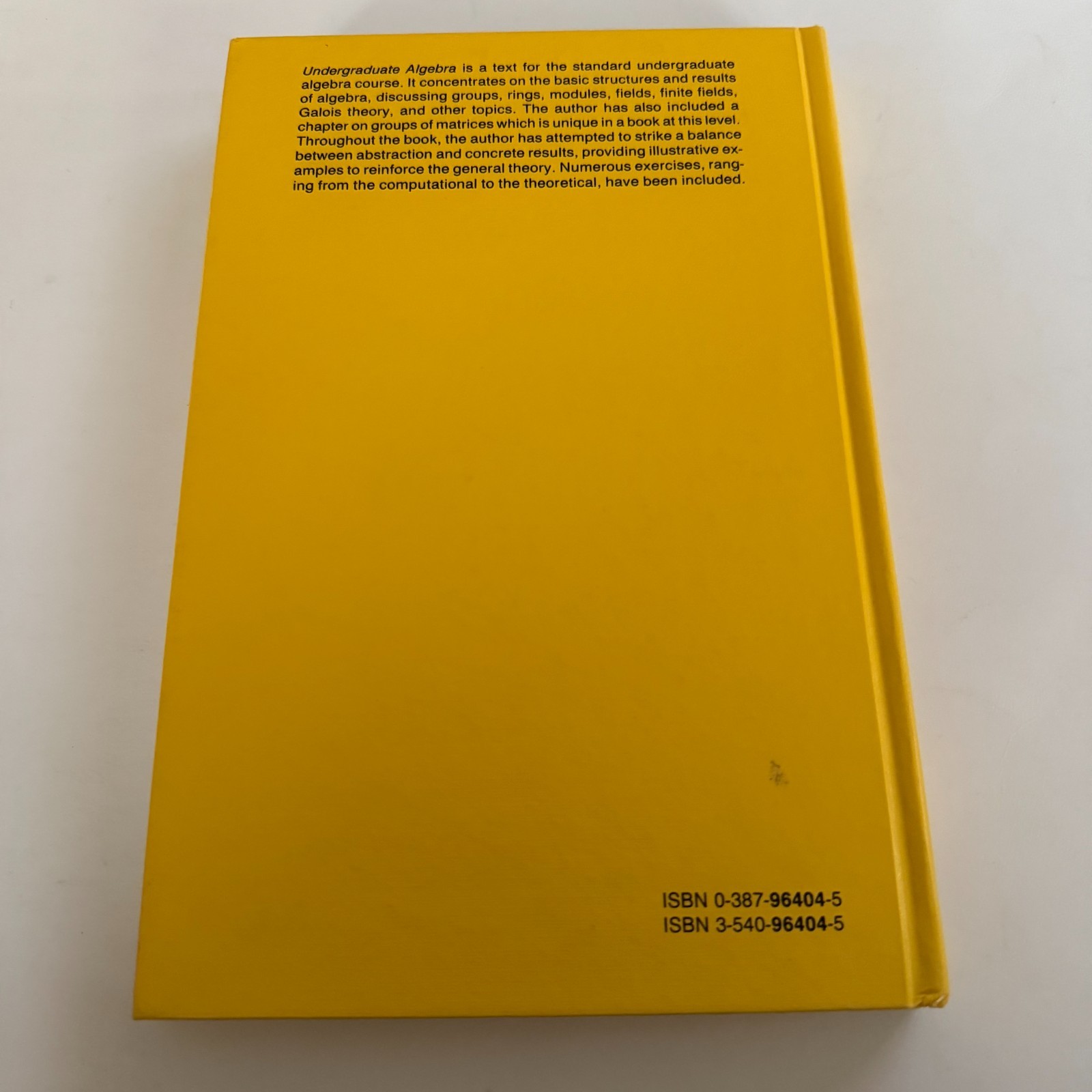 Linear Algebra Undergraduate Texts in Mathematics Hardcover 1987 Serge Lang