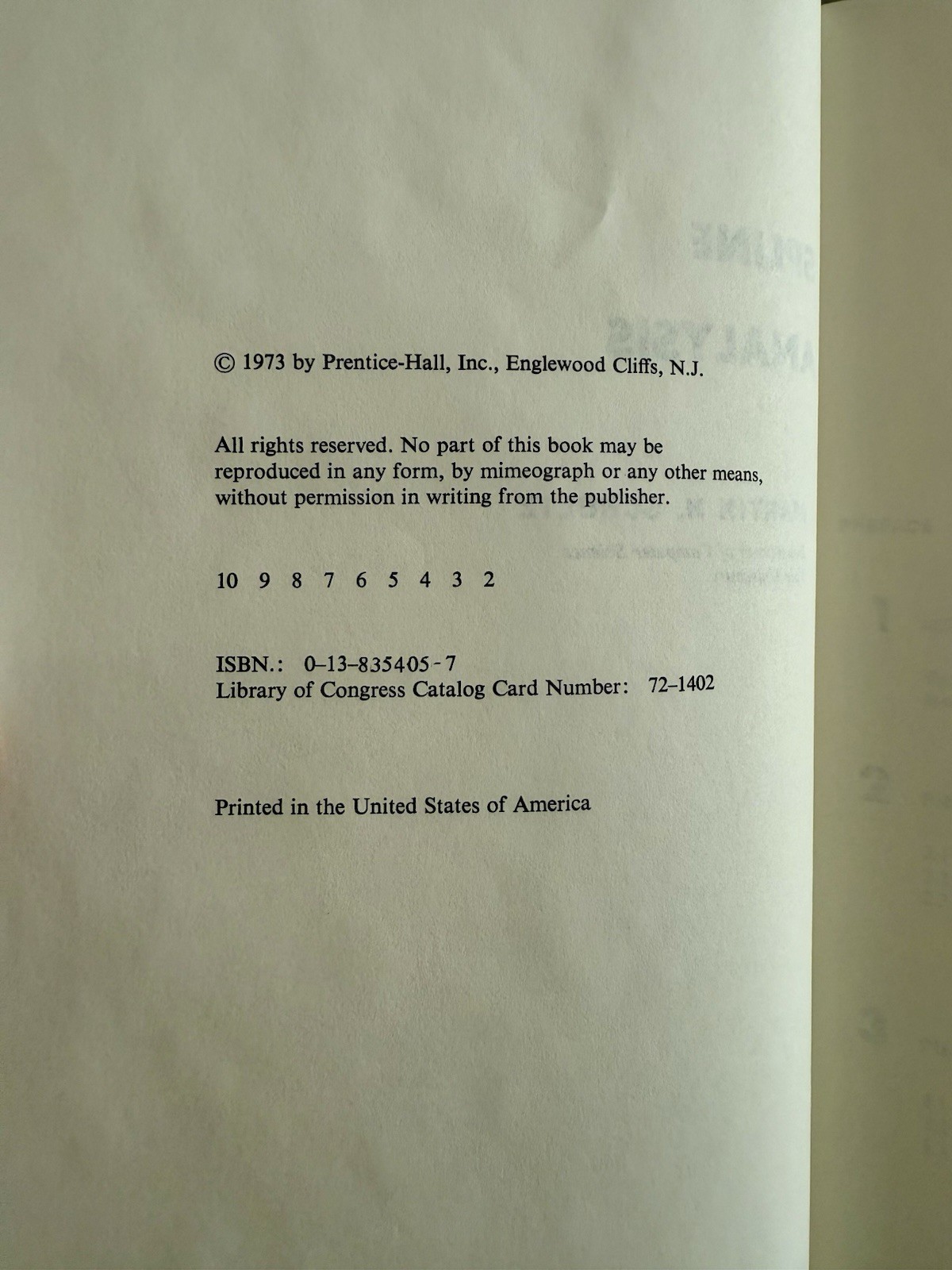 Prentice Hall Series in Automatic Computation: Spline Analysis Shultz 1973 HCDJ