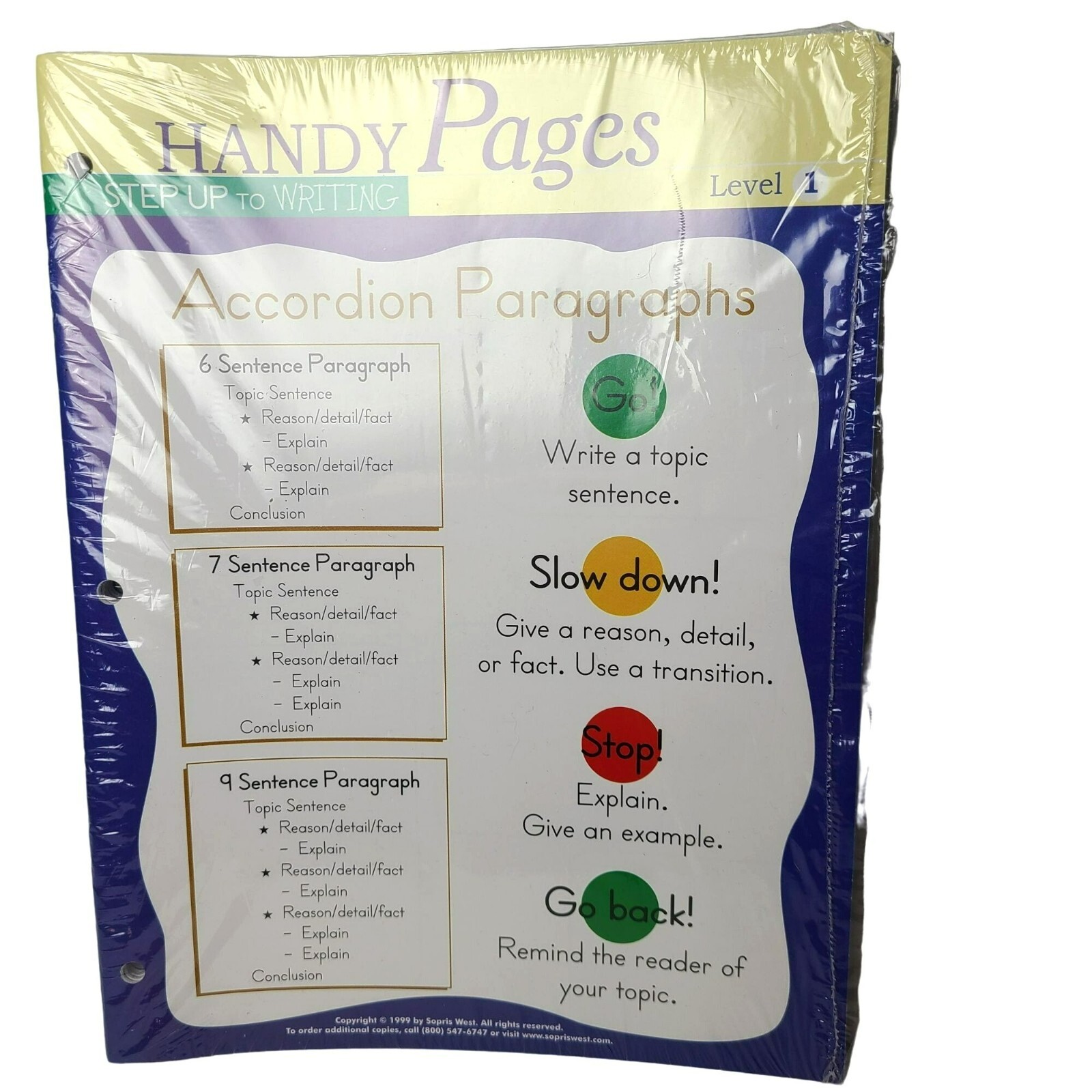 Pack (10) Handy Pages Step Up to Writing: Accordion Paragraphs, Level 1 (gr 7-9)