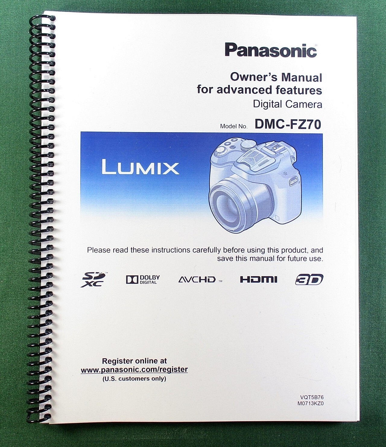 Panasonic Lumix DMC-FZ70 Advanced Owner’s Manual: 226 Pages & Protective Covers!