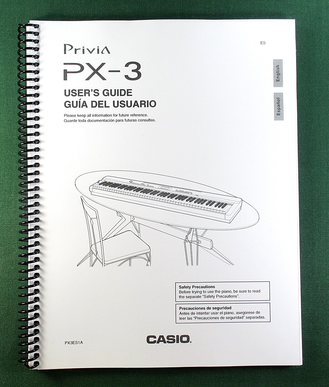 Casio PX-3 Instruction Manual: 70 Pages Coil Bound & Protective Covers!