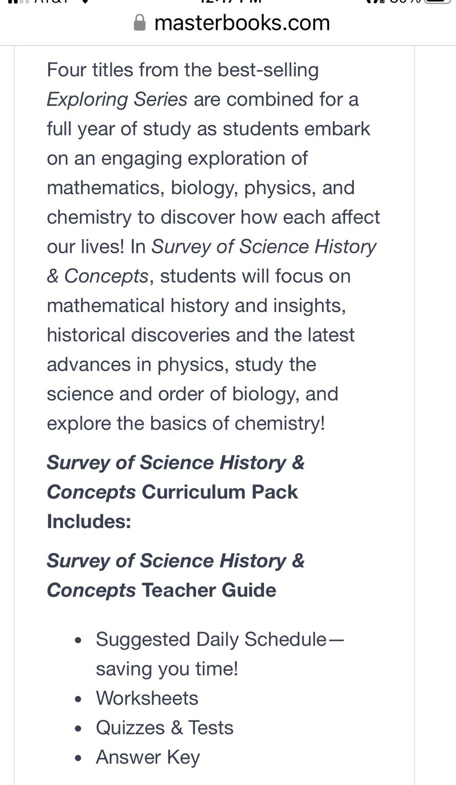Survey of Science History & Concepts High School Curriculum Set Master Books