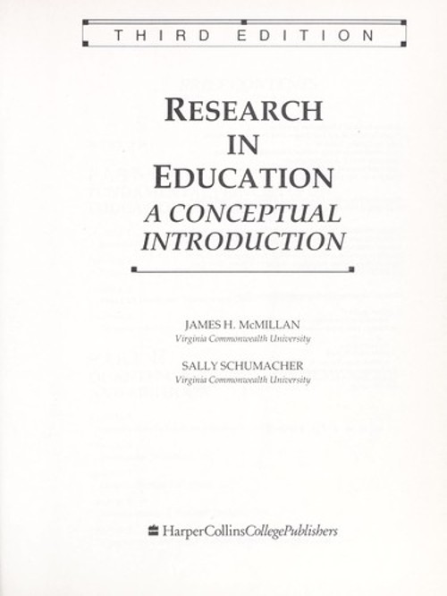 Research in Education Paperback James H., Schumacher, Sally McMil