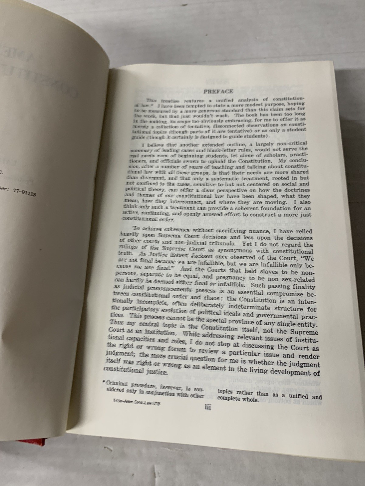 American Constitutional Law by Laurence H. Tribe The Foundation Press 1978