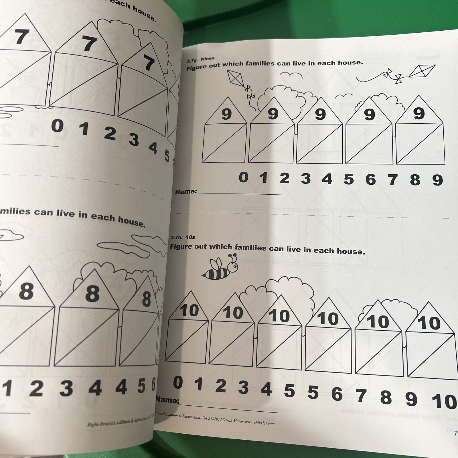 Right-Brained Addition & Subtraction Vol. 2 Sarah K Major Child1st Math Workbook