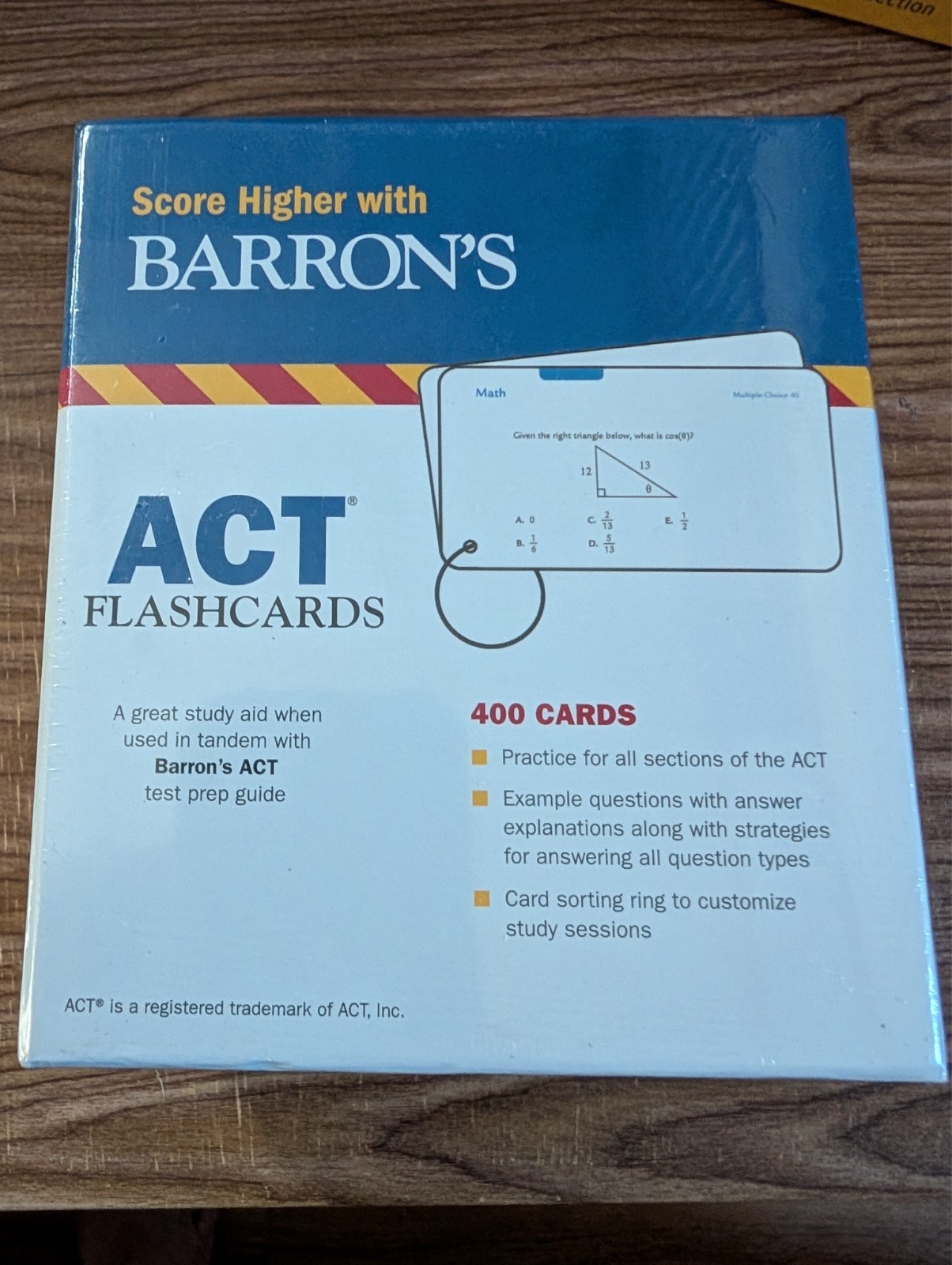 ACT Flashcards Barron’s Test Prep3rd Edition 400 Cards To Achieve Higher Score