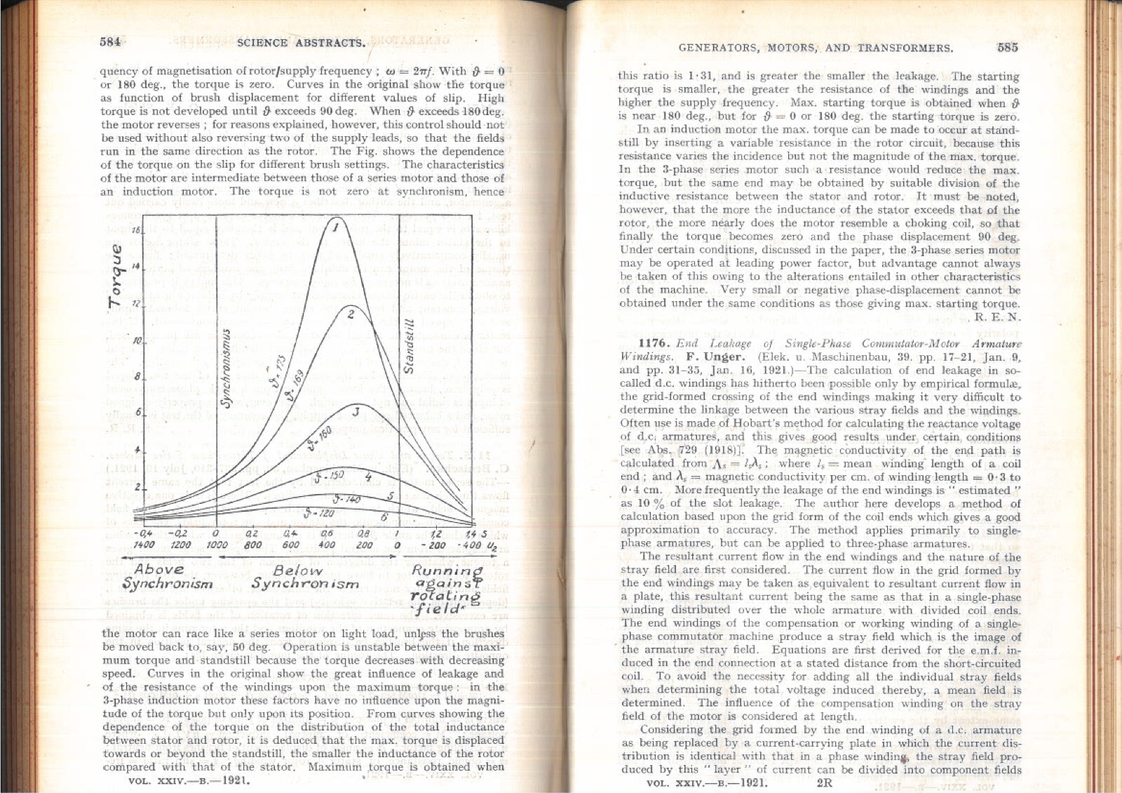 VINTAGE 1921 SCIENCE ABSTRACTS 1921 B ELECTRICAL ENGINEERING 654 PAGES