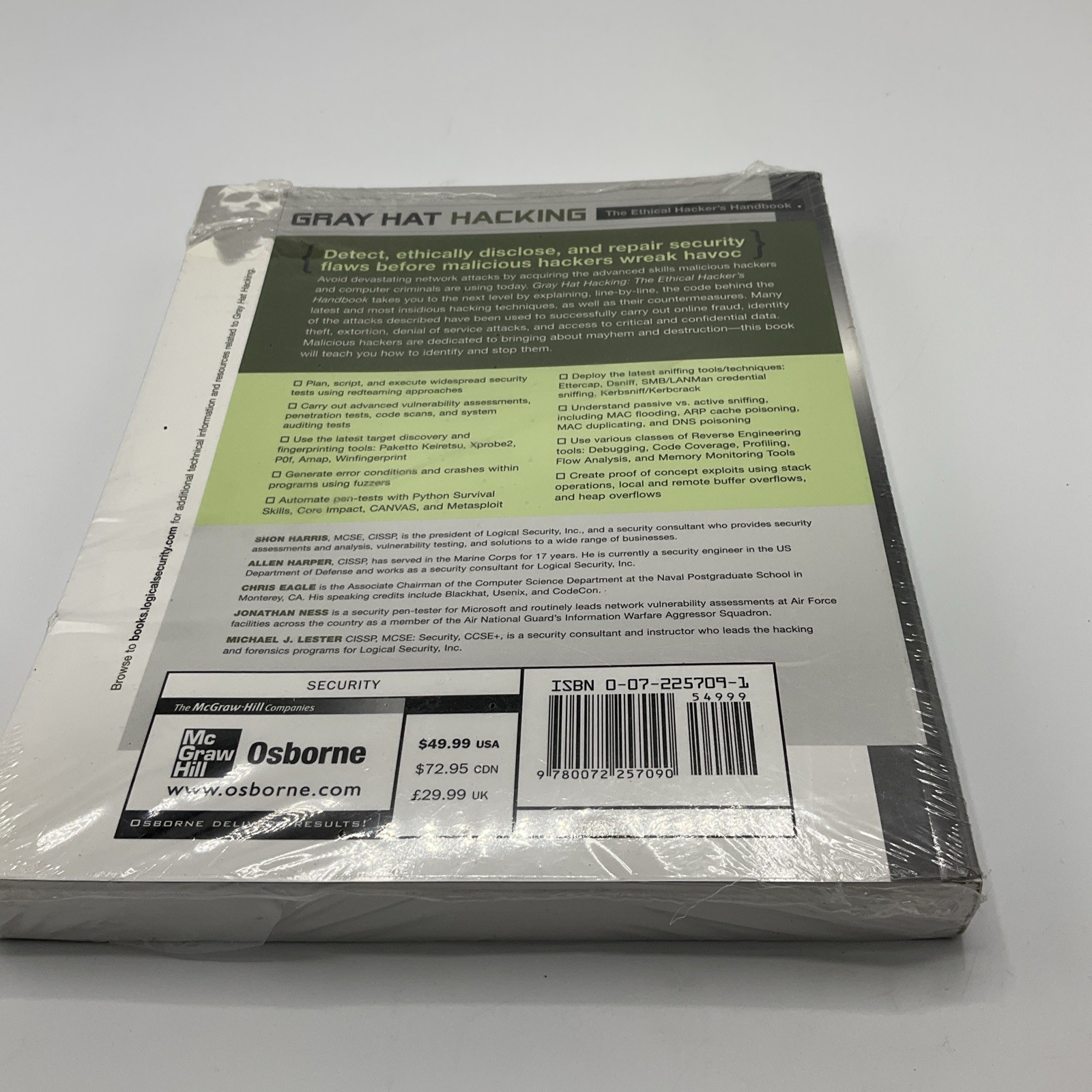 Gray Hat Hacking: The Ethical Hacker’s Handbook by Osborne Mcgraw-Hill: New