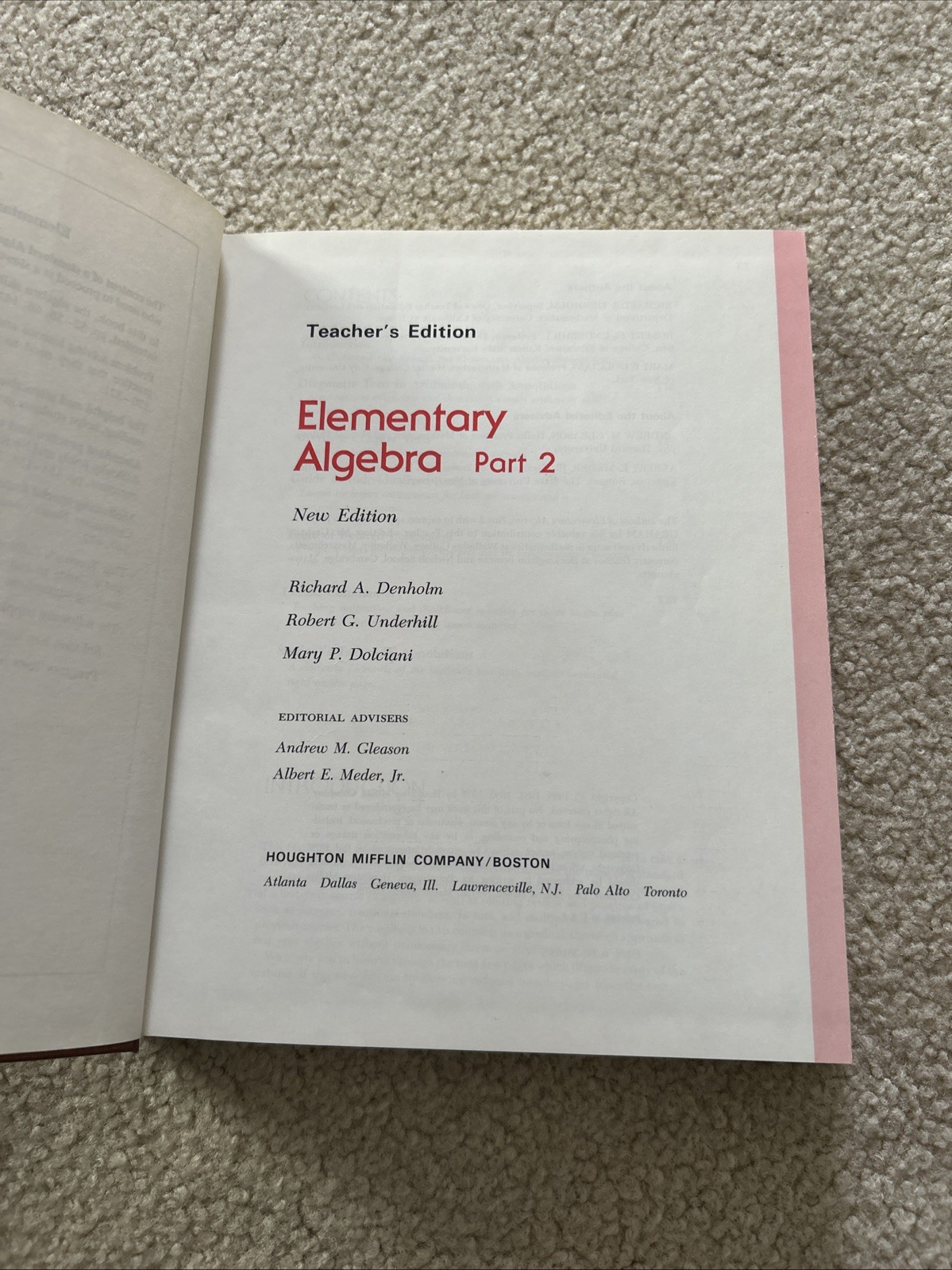 Part 2 Elementary Algebra New Edition Teachers Edition Dolciani