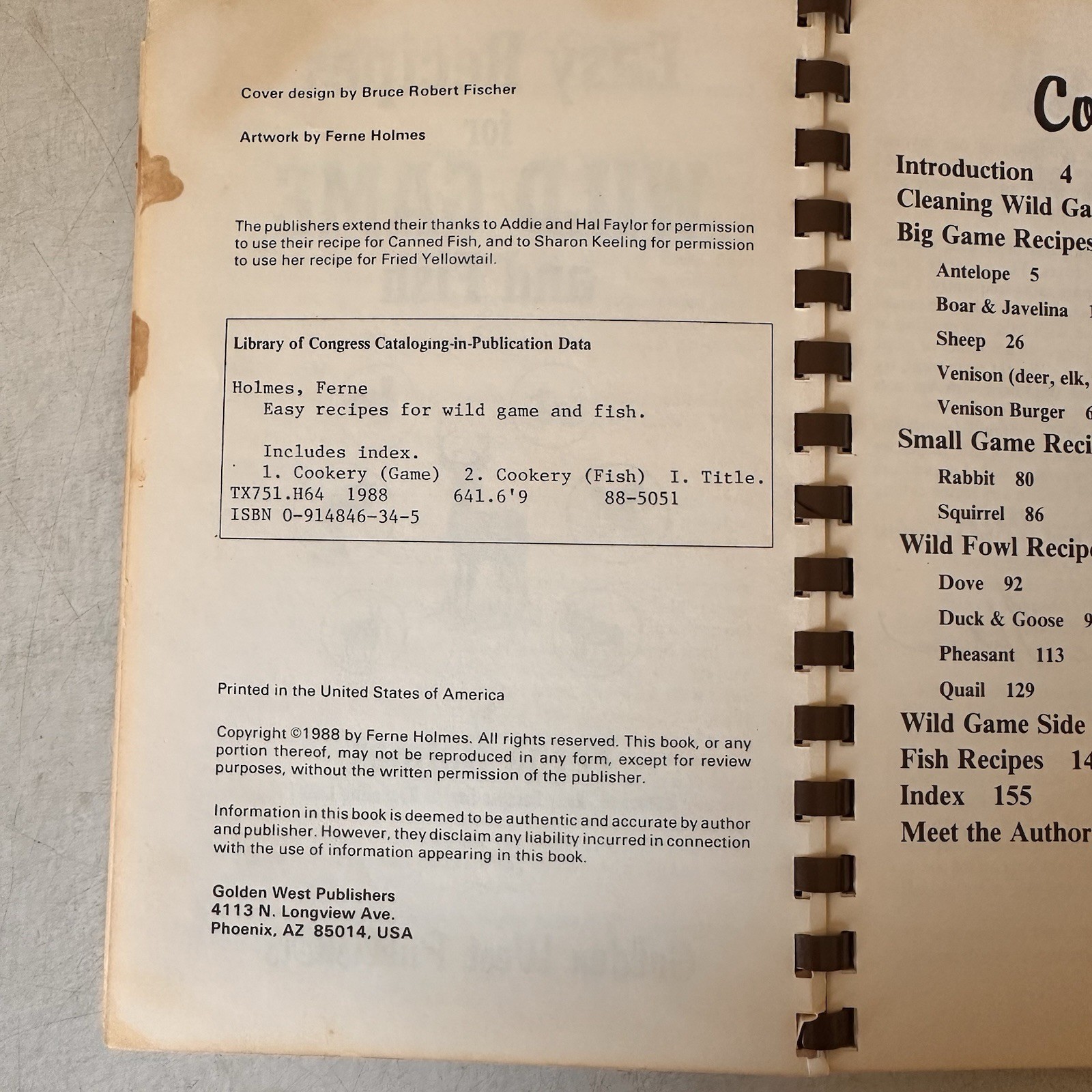 Easy Recipes for Wild Game Fish Cookbook – Plastic Comb By Ferne Holmes – GOOD