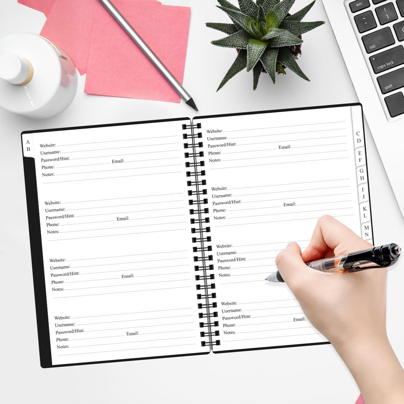 Password Book with Alphabetical Tabs – Large Size Password Keeper Journal Notebo