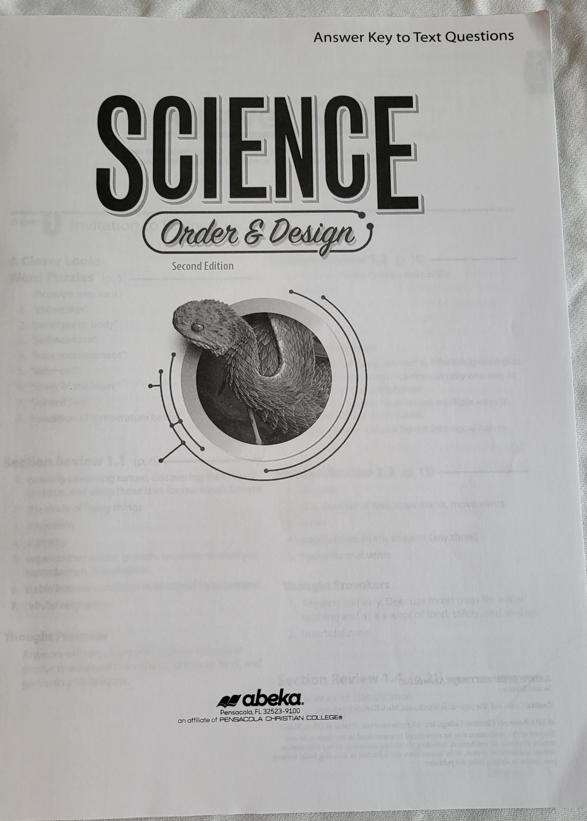 Abeka Grade 7 Science Order & Design, 2nd Edition (Current), Complete Set,