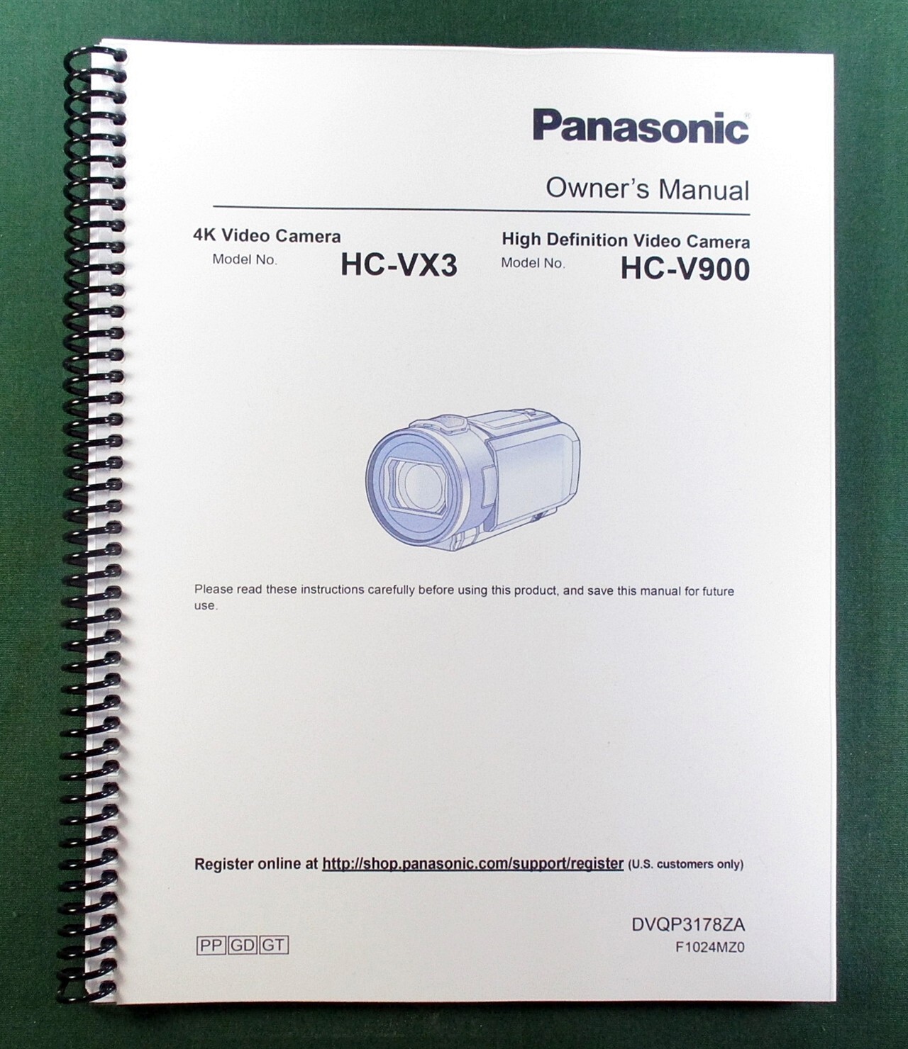 Panasonic HC-VX3 HC-V900 Instruction Manual: 239 Pages & Protective Covers!