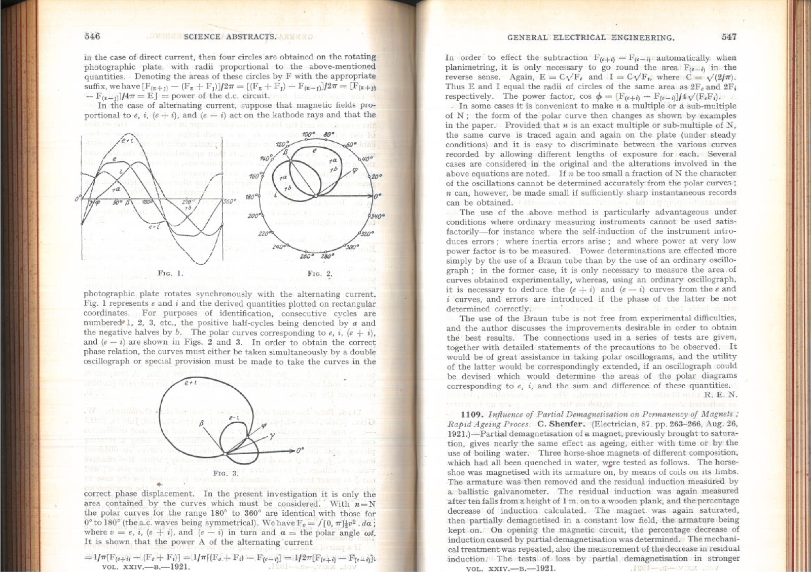 VINTAGE 1921 SCIENCE ABSTRACTS 1921 B ELECTRICAL ENGINEERING 654 PAGES
